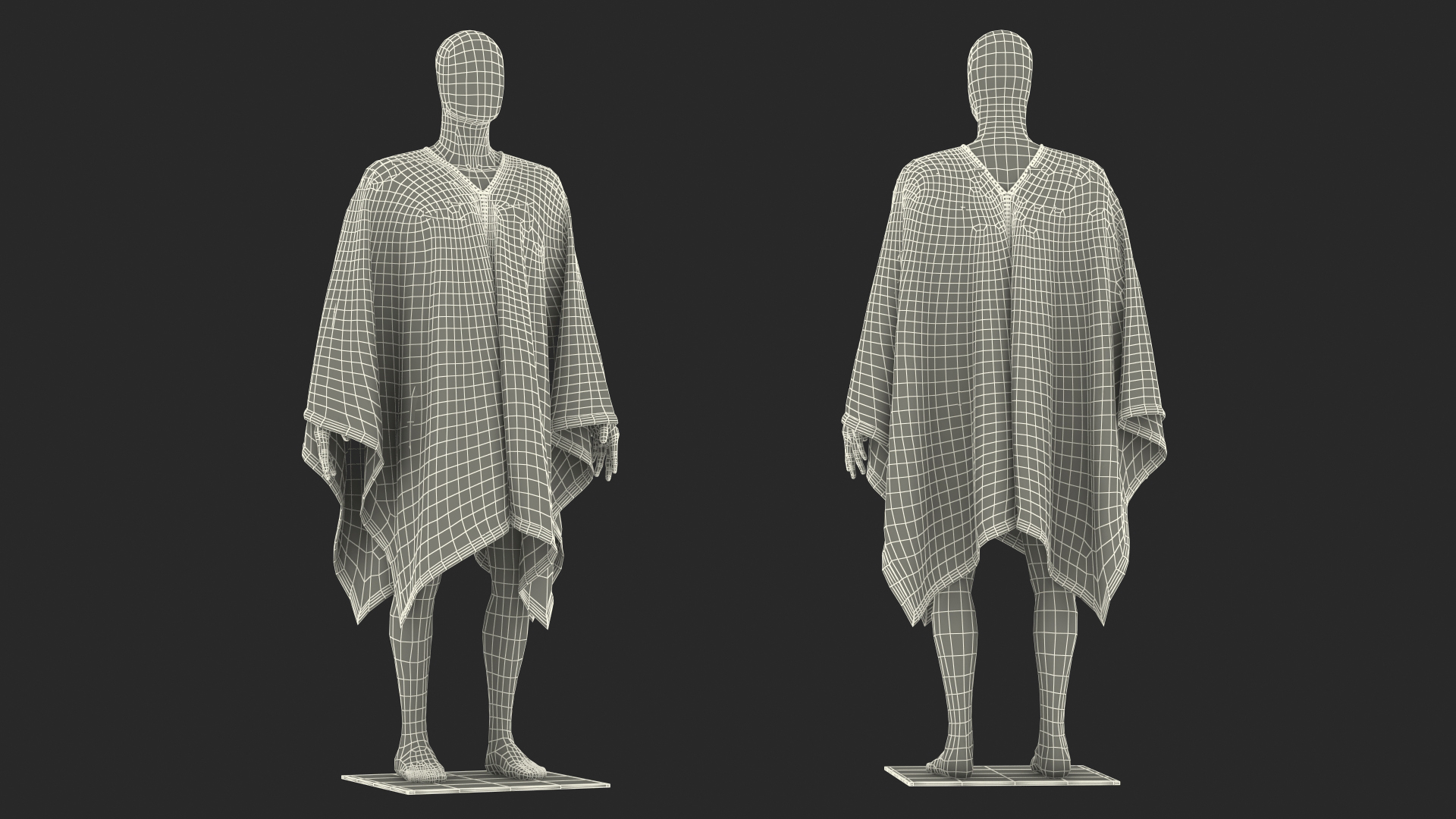 Decorated Poncho on Mannequin 3D model