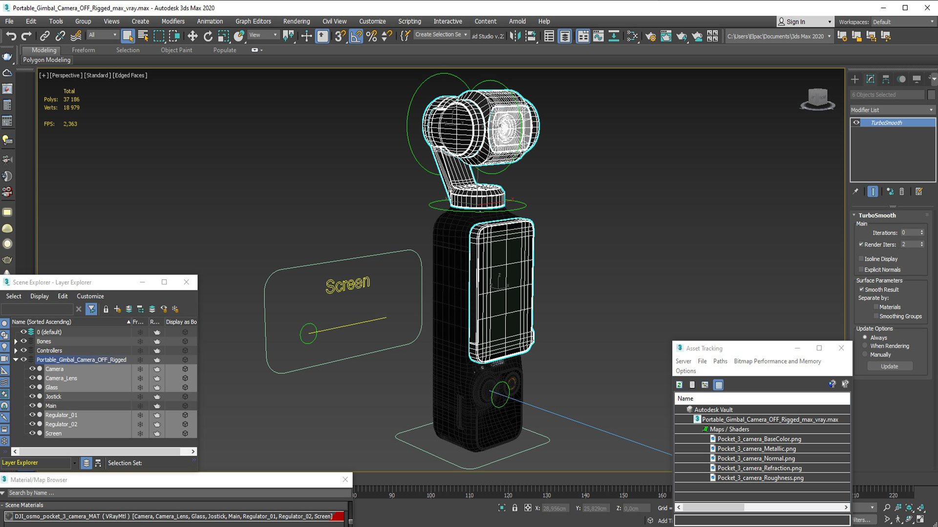 3D Portable Gimbal Camera OFF Rigged model