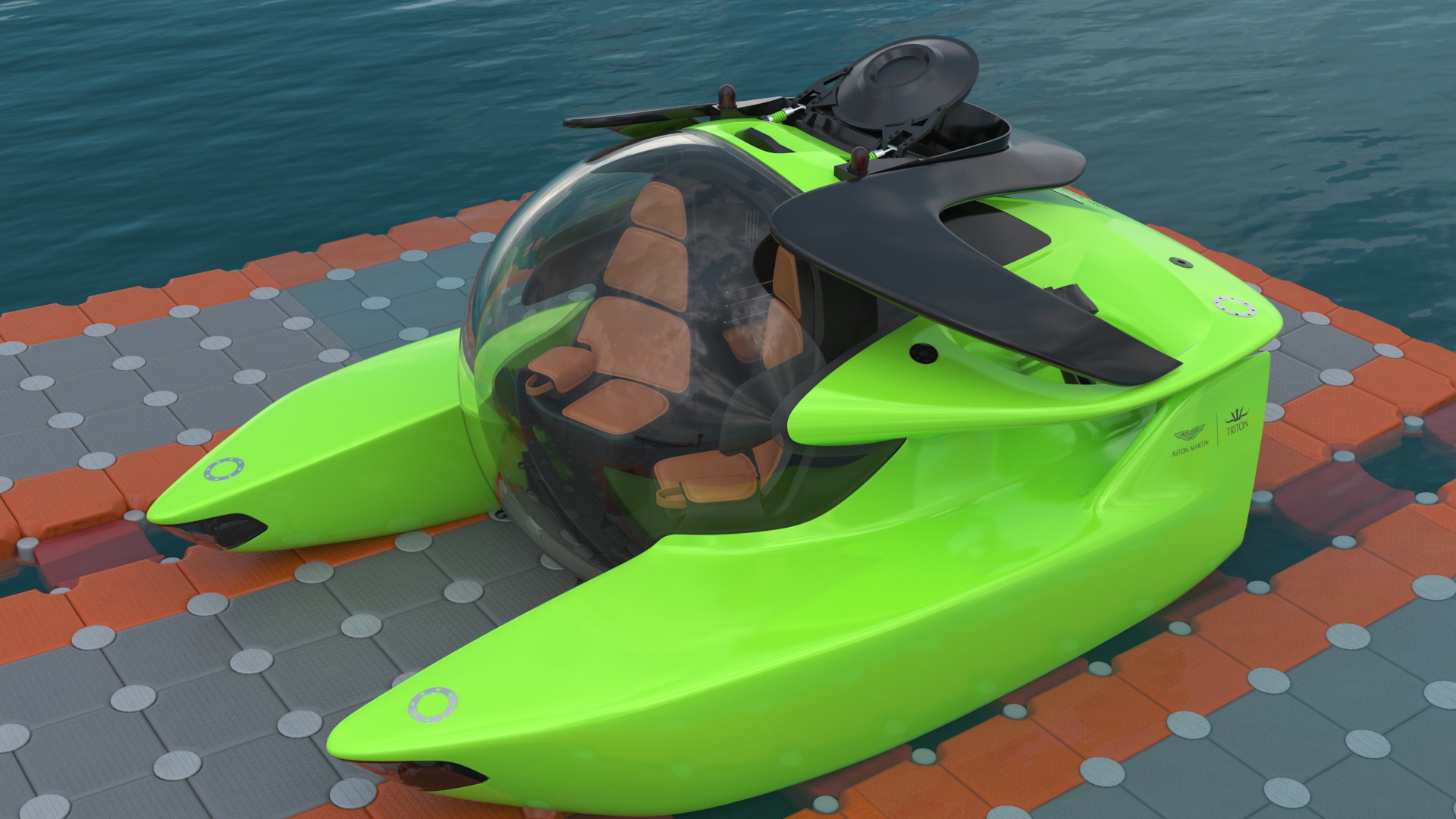 Aston Martin Submarine Floating Pontoon Cubes Rigged 3D