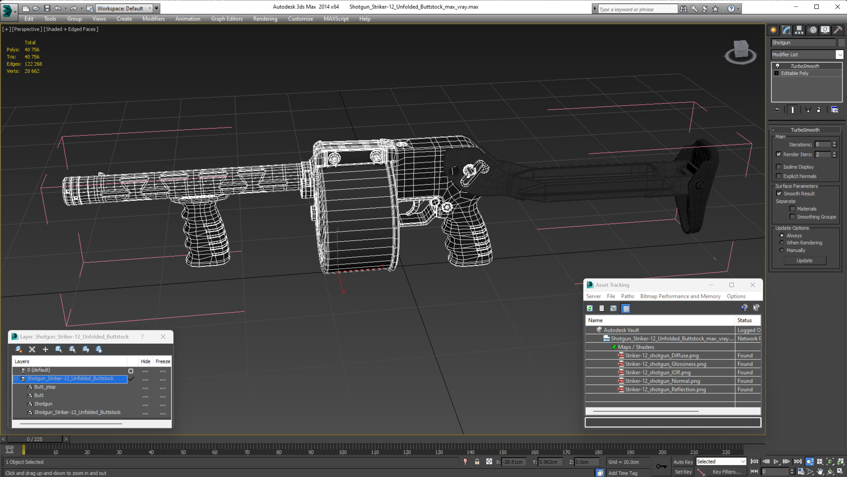 Shotgun Striker-12 Unfolded Buttstock 3D