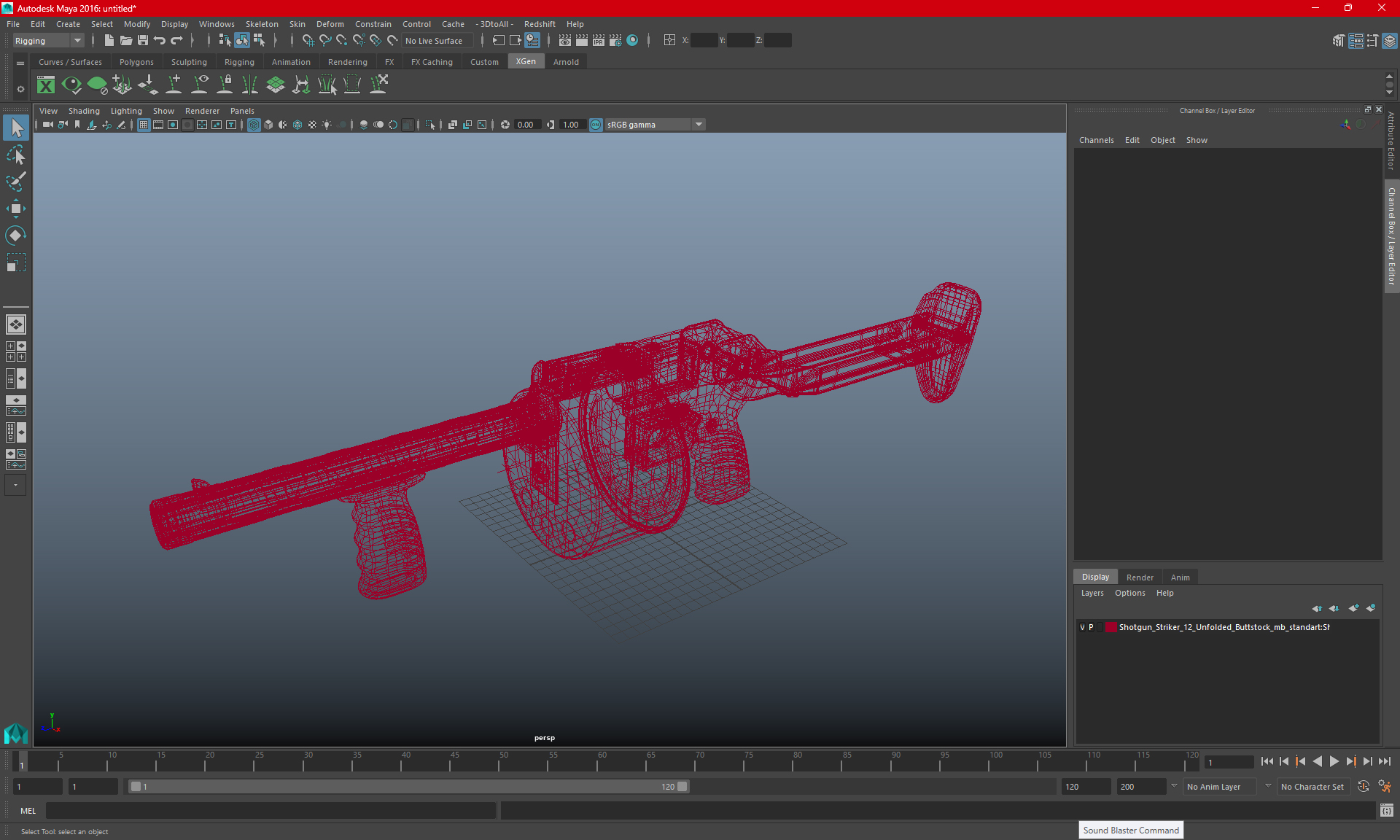 Shotgun Striker-12 Unfolded Buttstock 3D