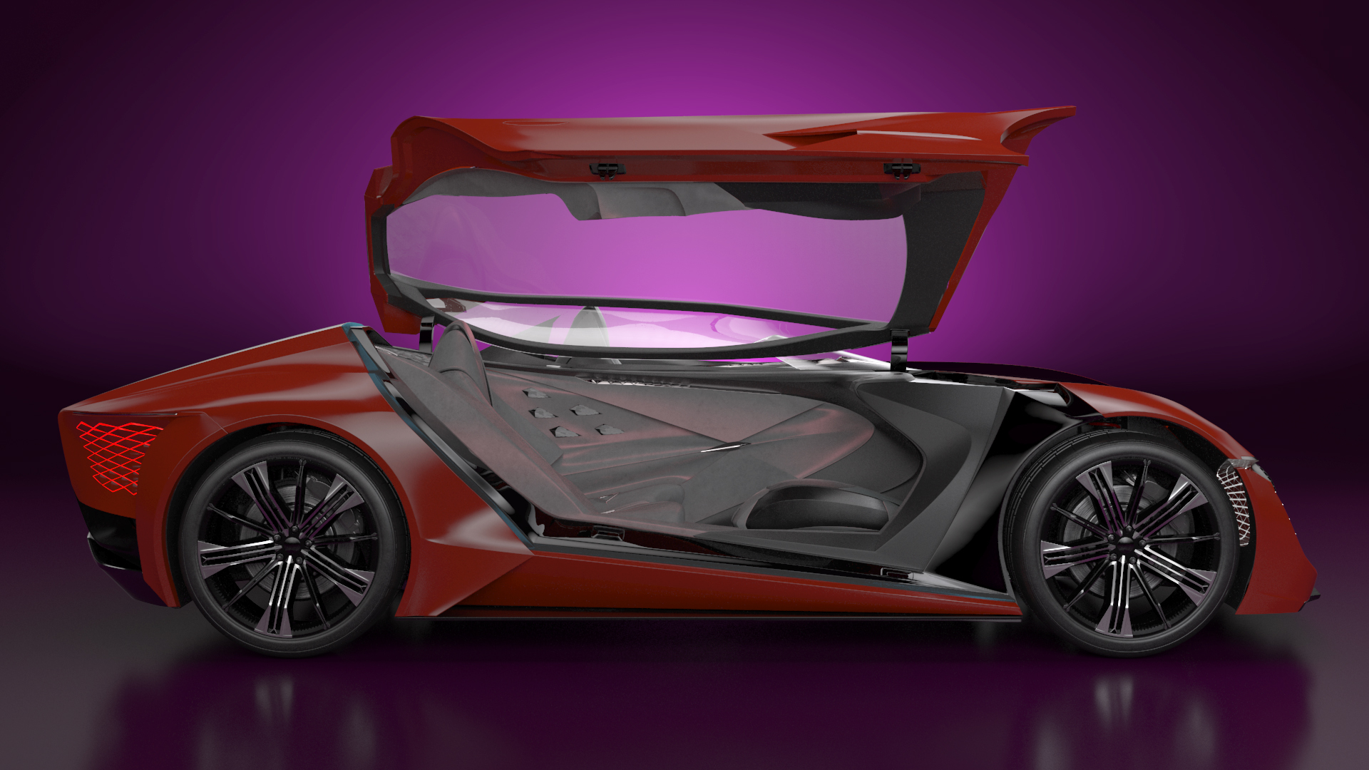 3D model Asymmetric Car Rigged for Cinema 4D