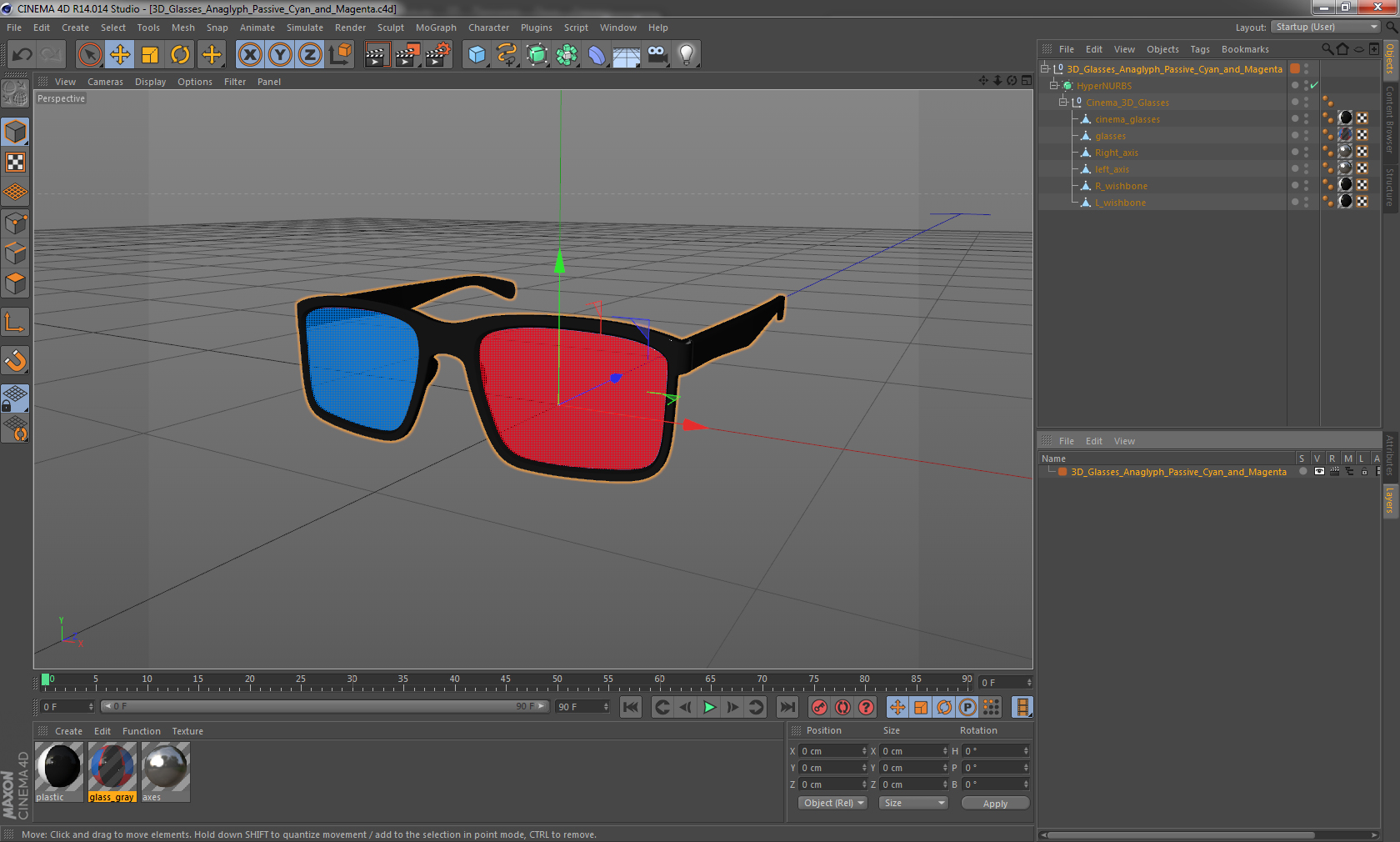 3D Glasses Anaglyph Passive Cyan and Magenta 3D model