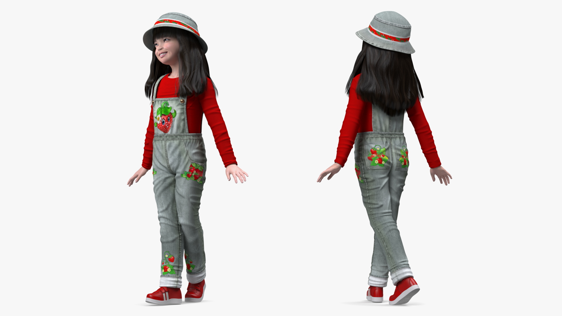 3D Smiling Girl in Street Clothes Walking model