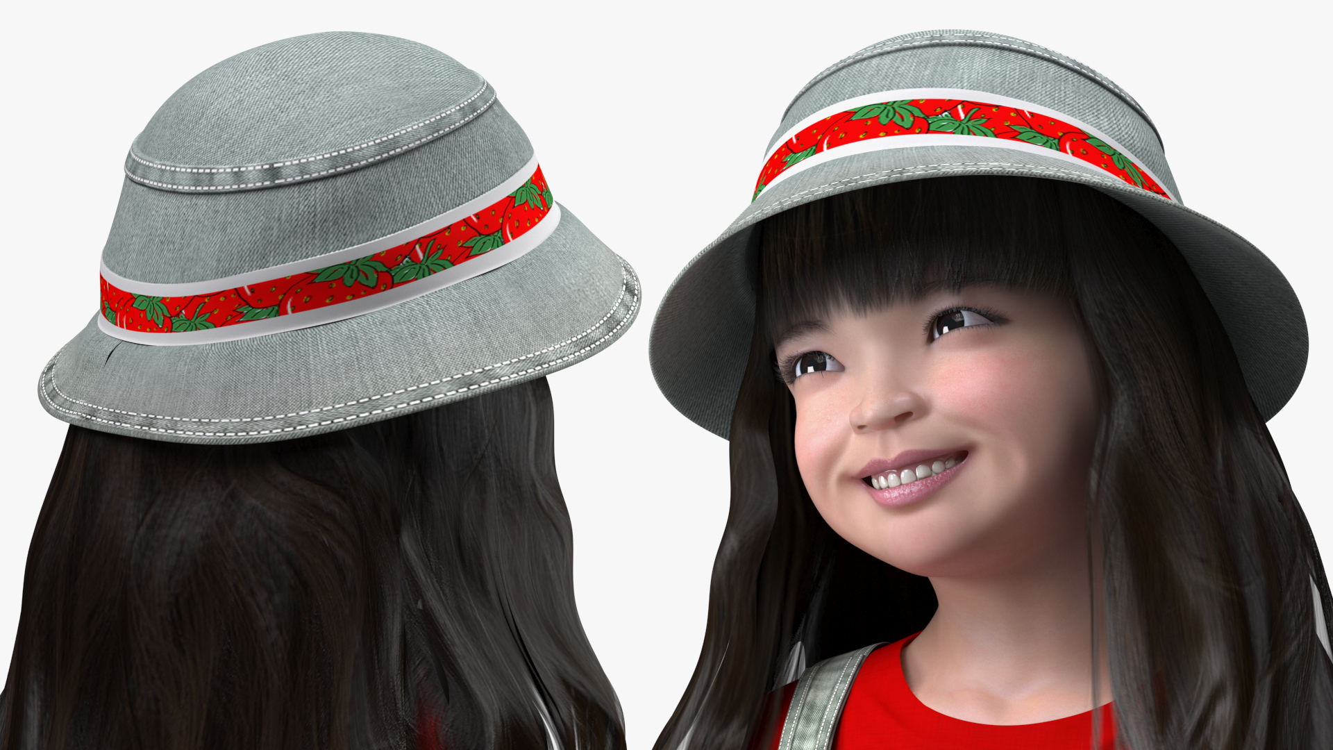 3D Smiling Girl in Street Clothes Walking model