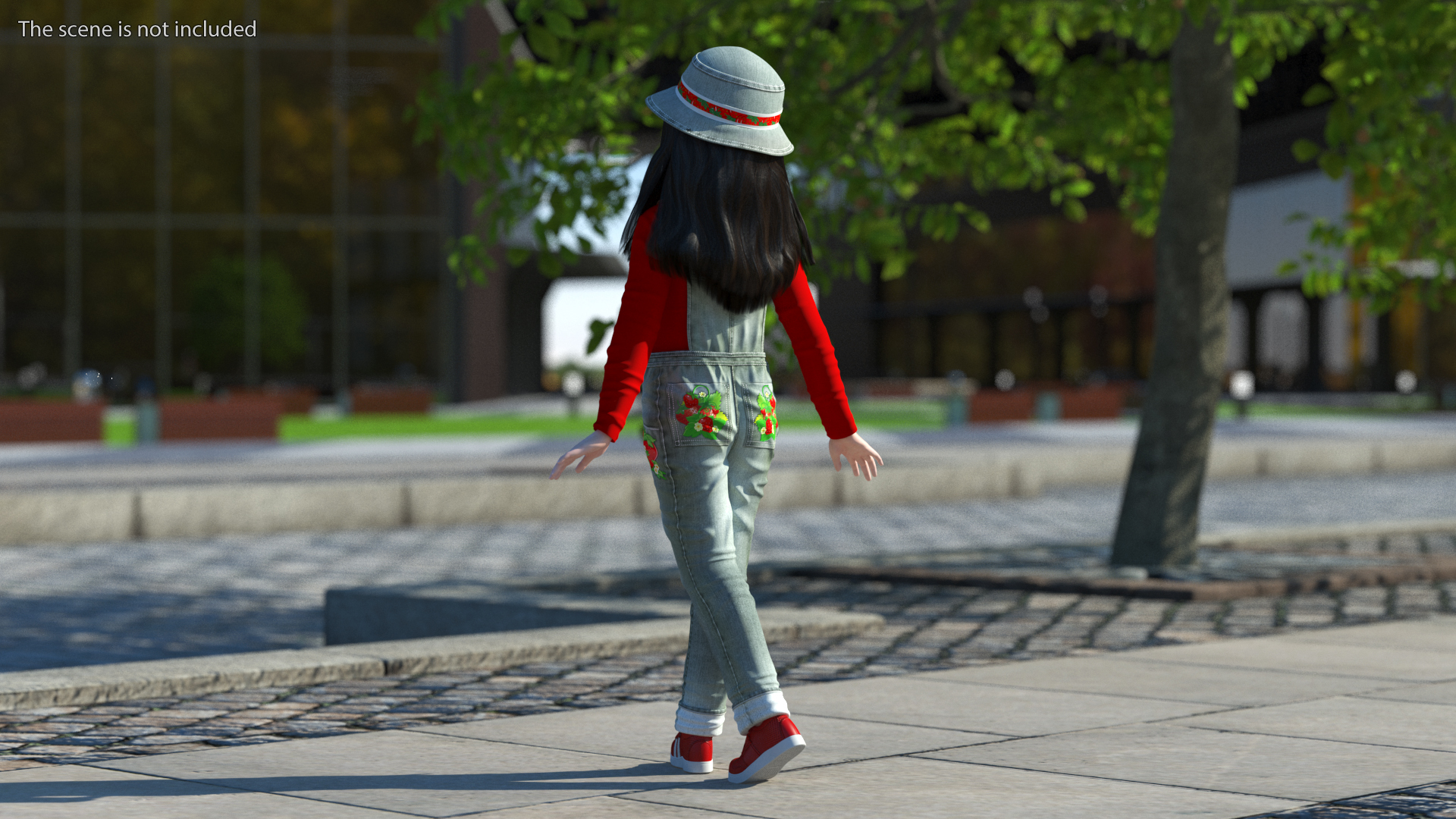 3D Smiling Girl in Street Clothes Walking model