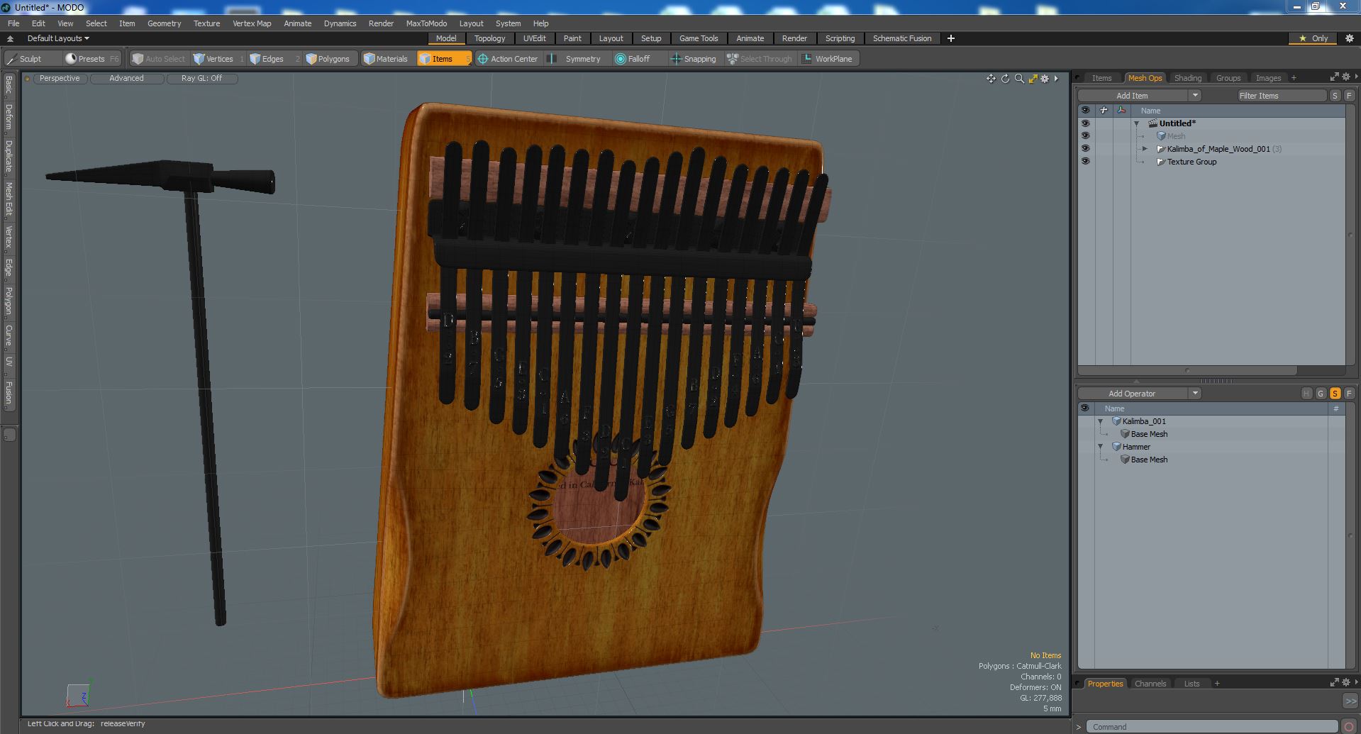 3D Kalimba of Maple Wood