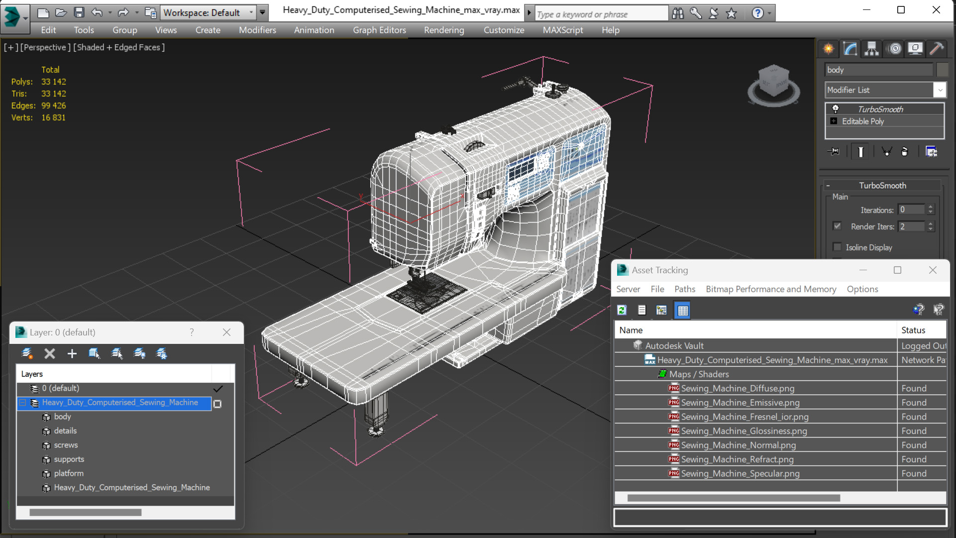 3D Heavy Duty Computerised Sewing Machine model