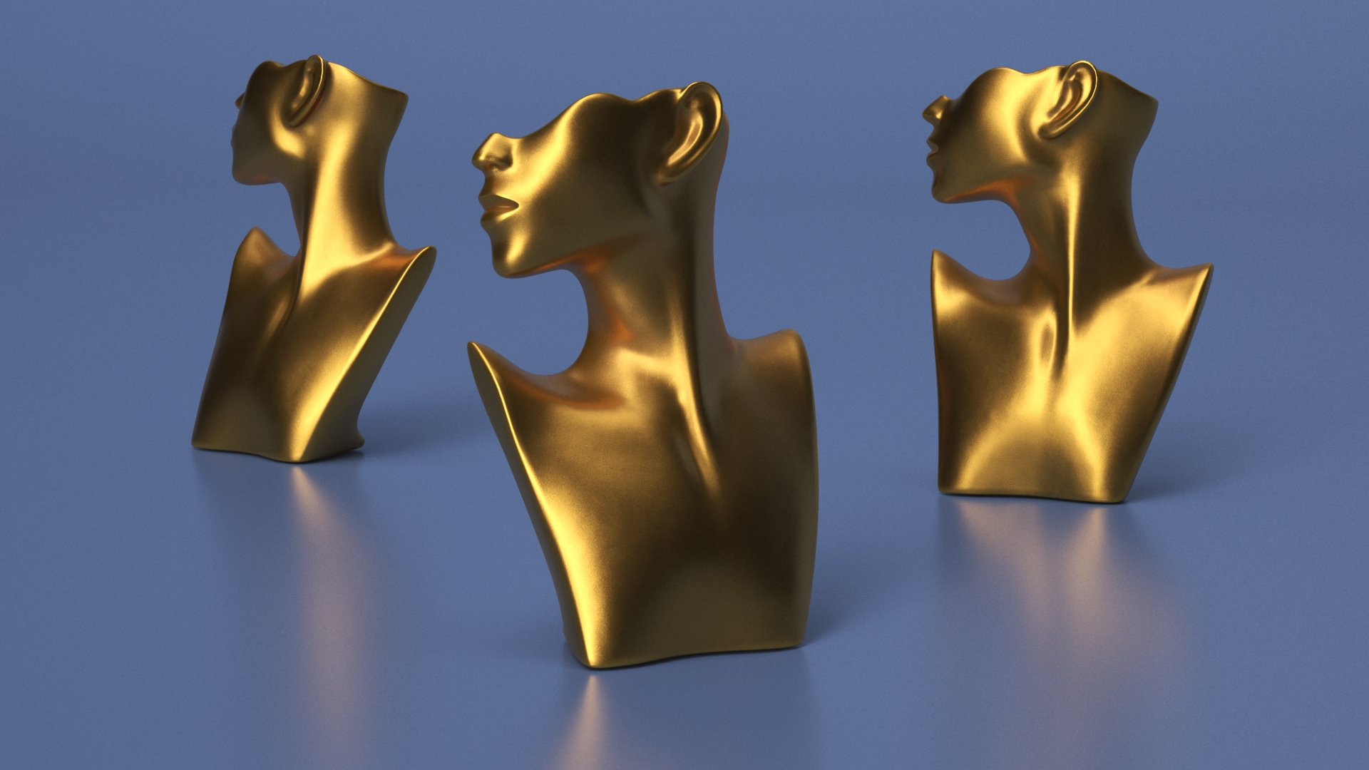 3D Necklace Display Bust Golden model