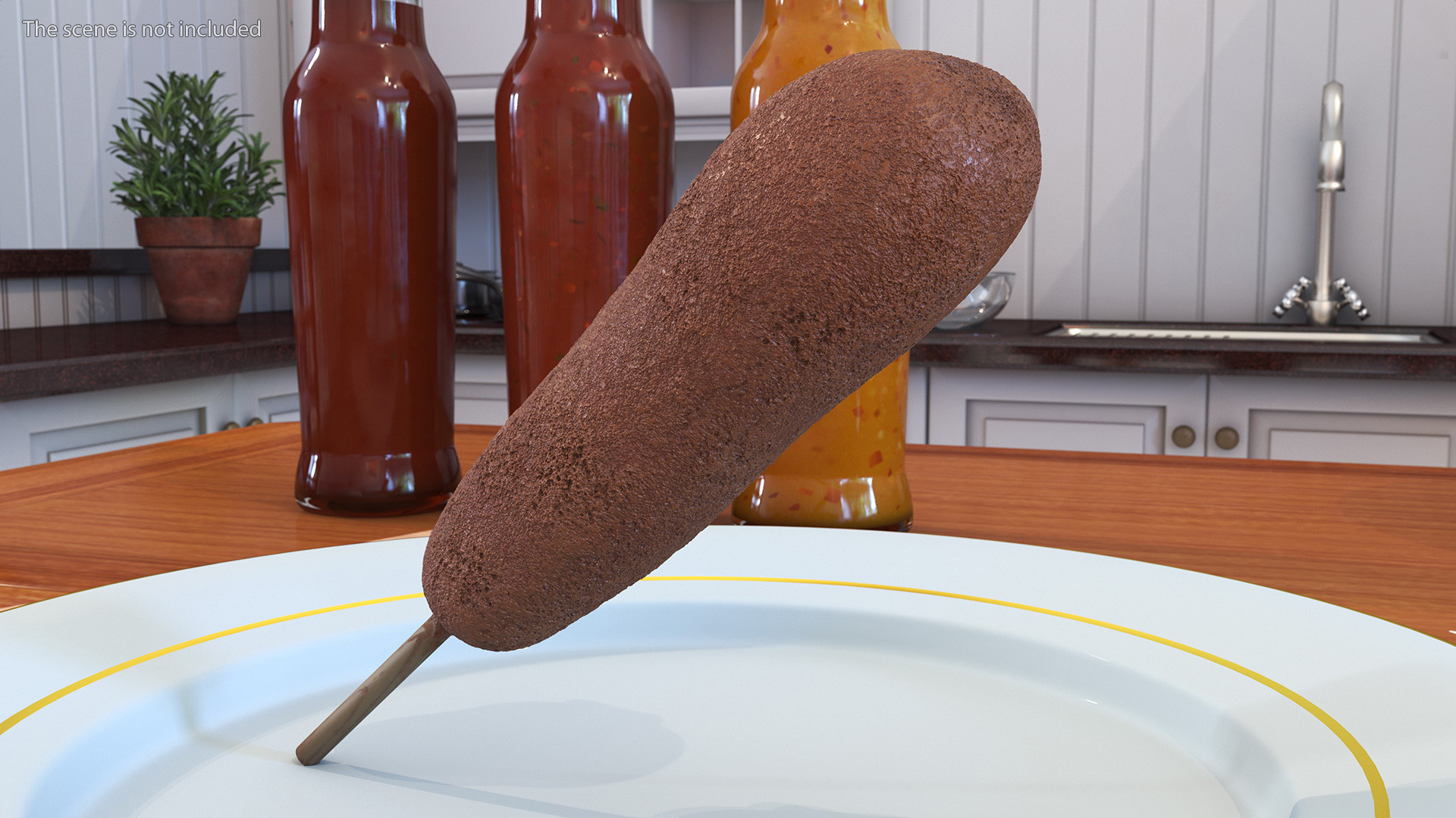 3D Corn Dog with Mustard