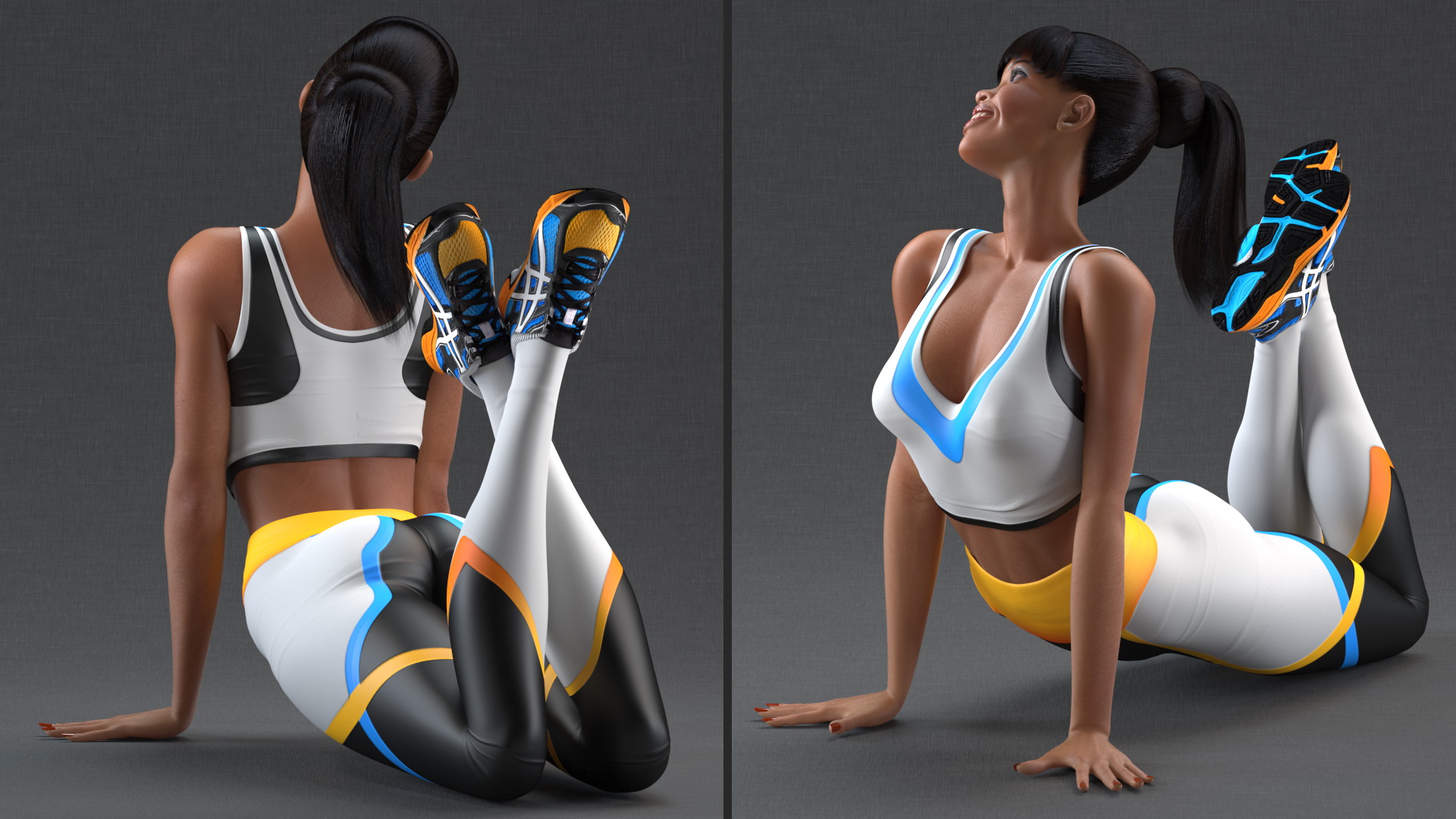 3D model Light Skin Fitness Woman Lying Pose