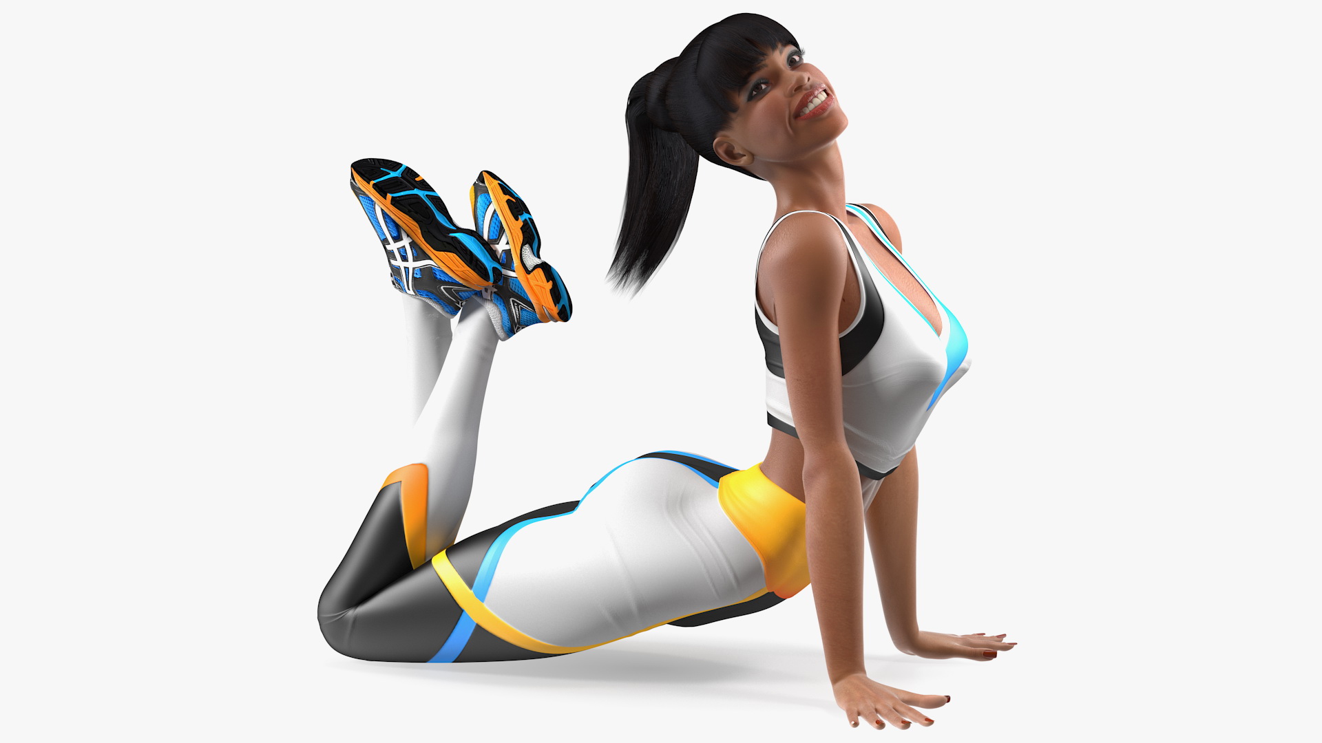 3D model Light Skin Fitness Woman Lying Pose