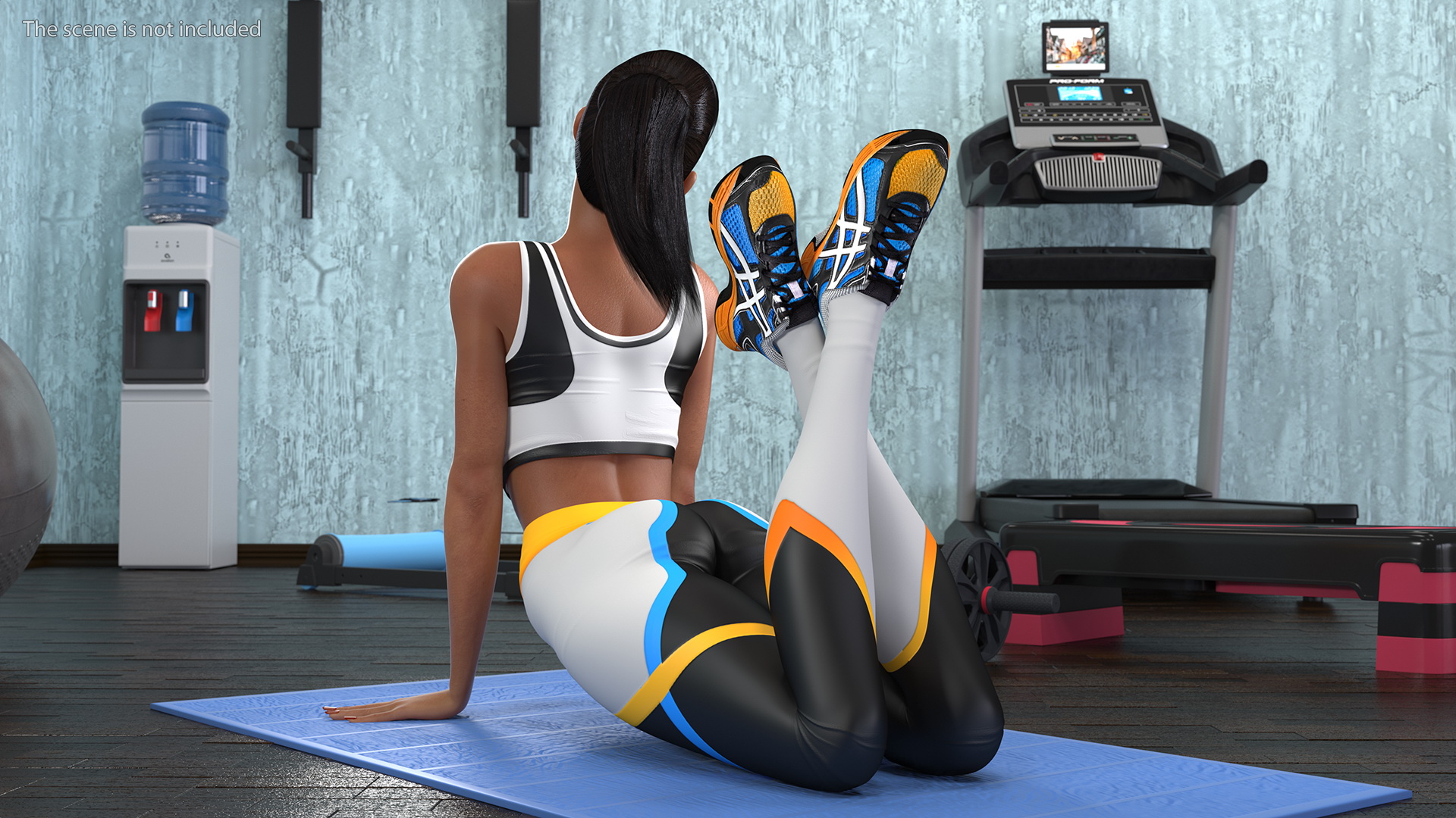 3D model Light Skin Fitness Woman Lying Pose