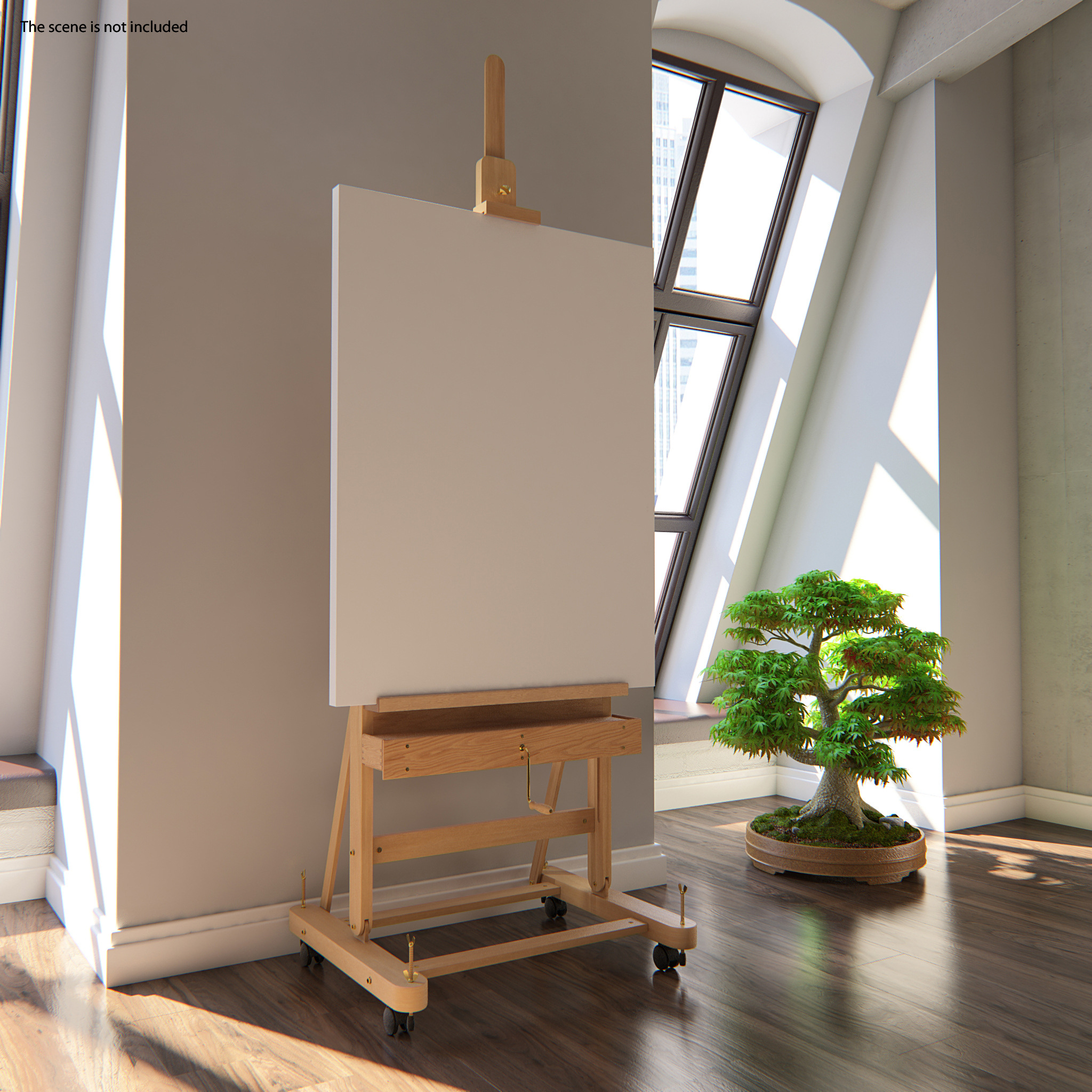 3D model Studio Easel with Clean Canvas