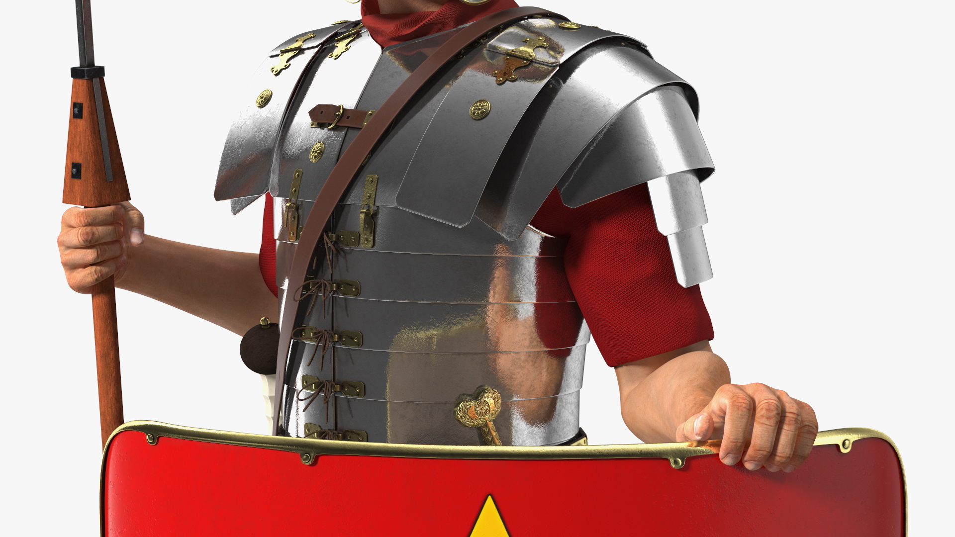 Roman Legionnaire Standing with Scutum and Pilum Fur 3D