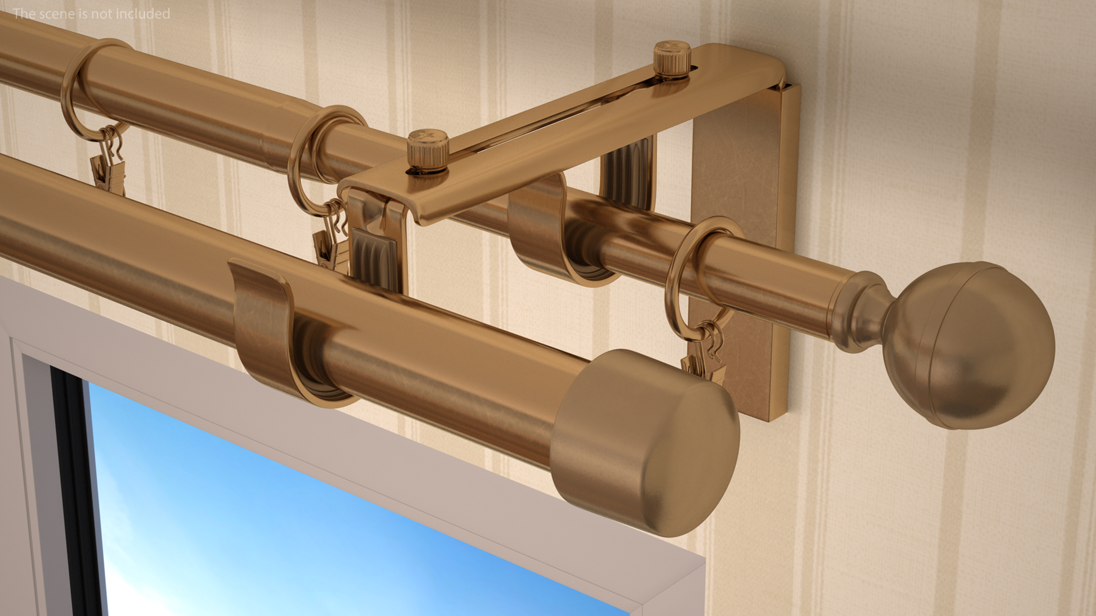 Gold Curtain Rods 3D