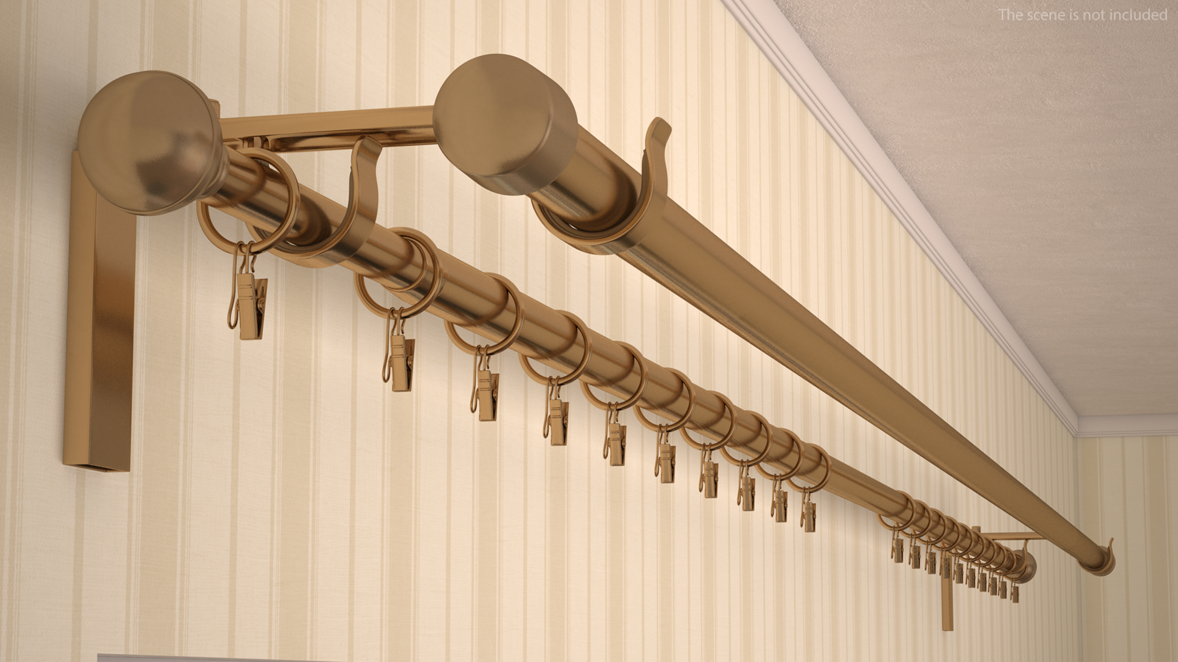 Gold Curtain Rods 3D