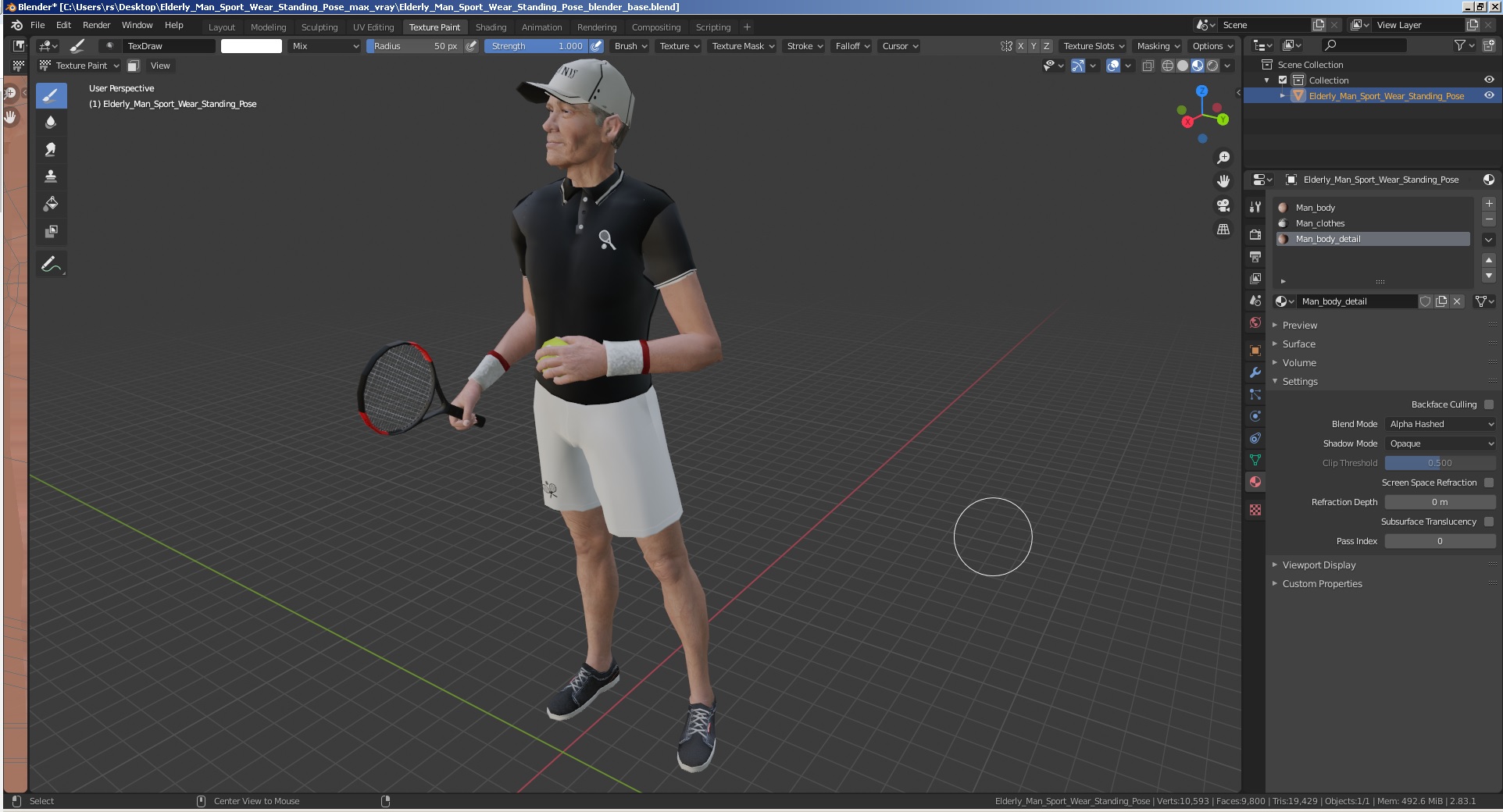 3D Elderly Man Sport Wear Standing Pose