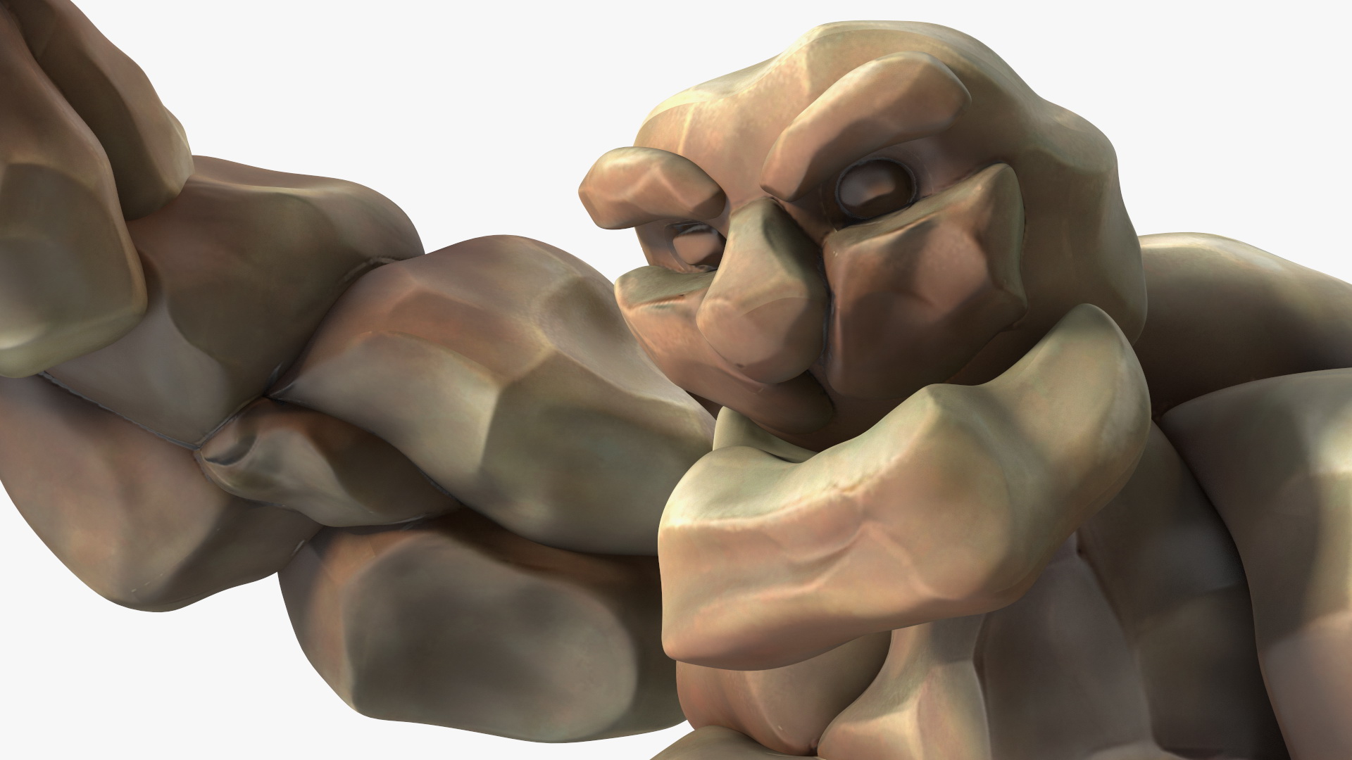 Stone Golem Cartoon Character Brown Rigged 3D