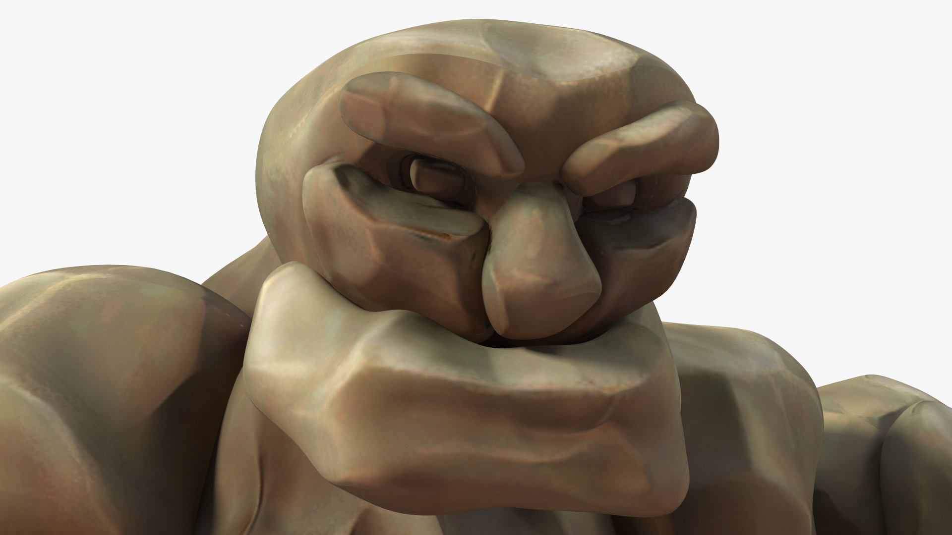 Stone Golem Cartoon Character Brown Rigged 3D