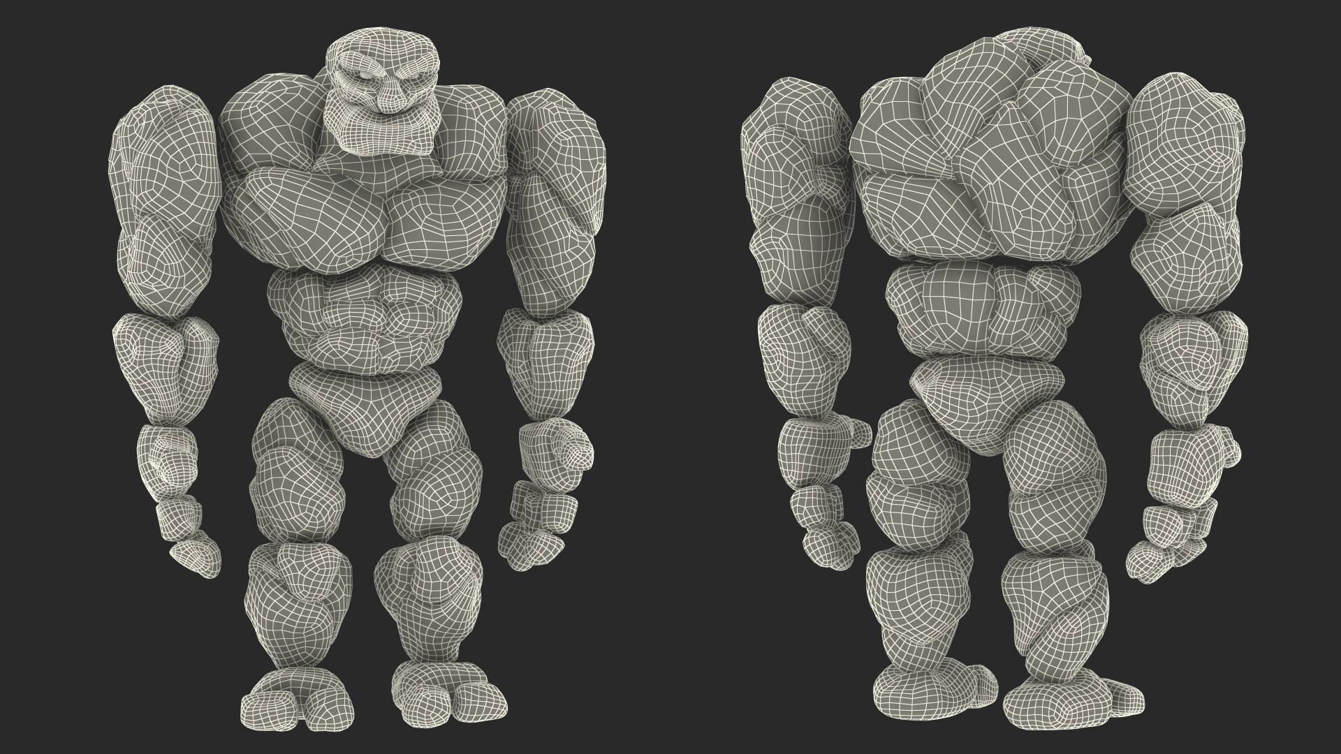 Stone Golem Cartoon Character Brown Rigged 3D