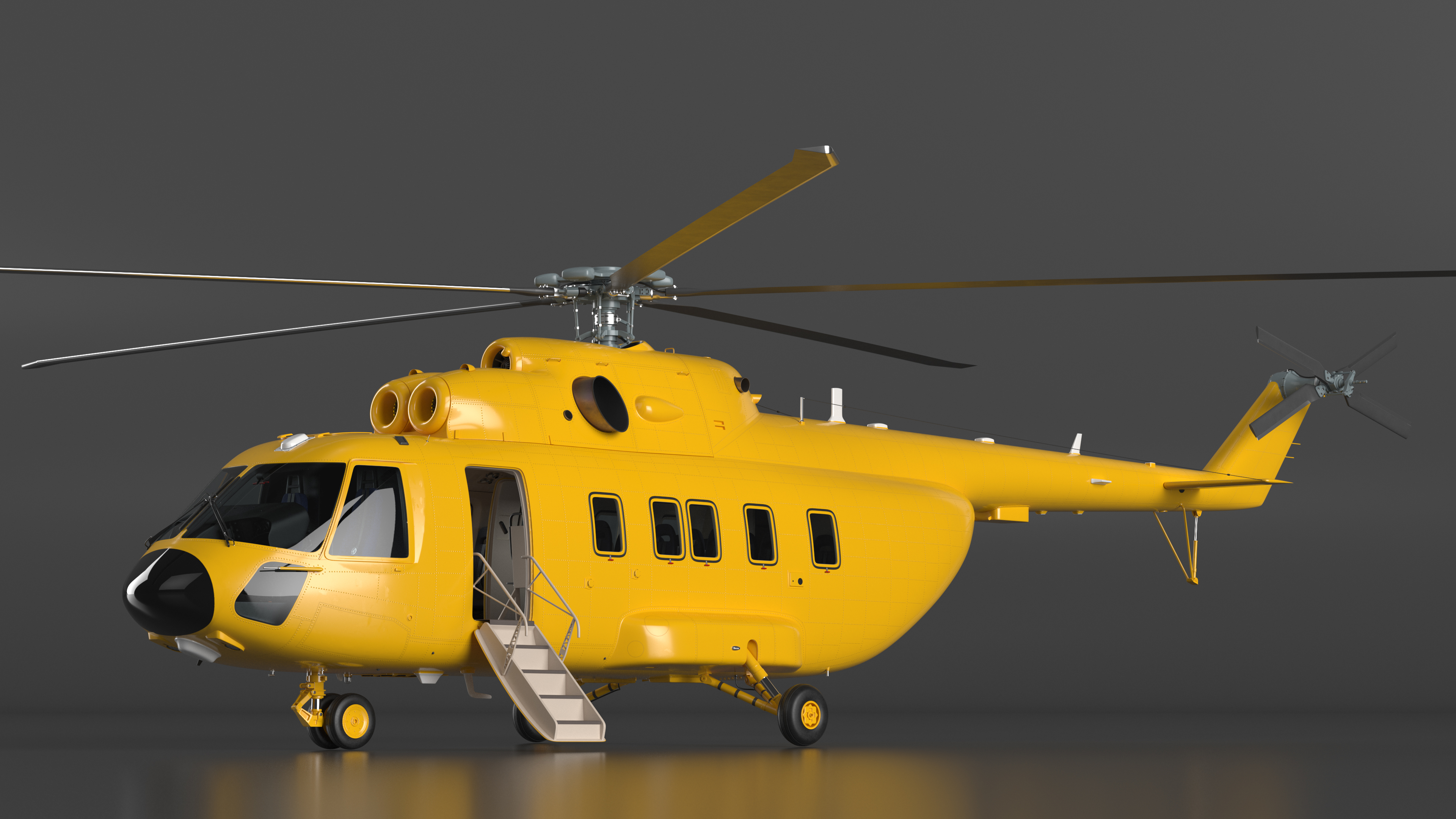 3D Offshore Cargo Helicopter Yellow Rigged for Cinema 4D model