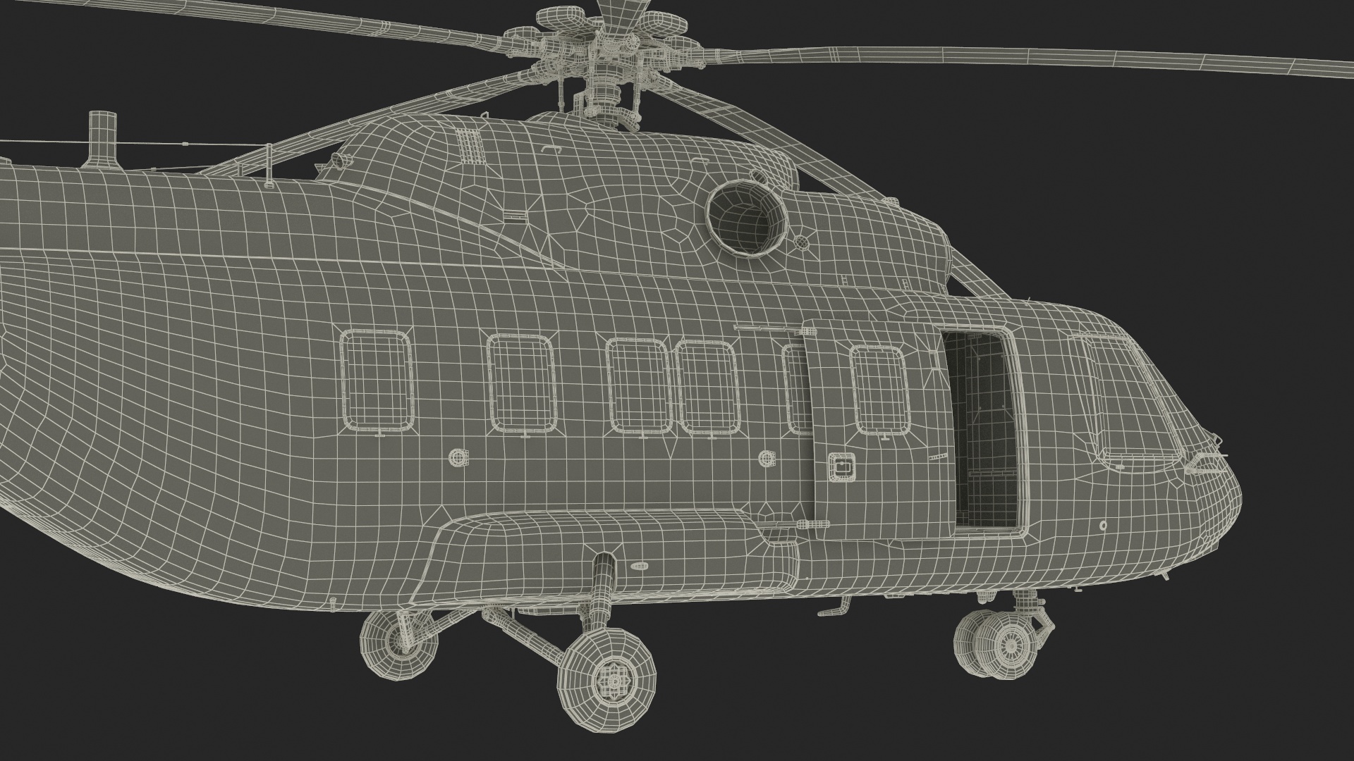 3D Offshore Cargo Helicopter Yellow Rigged for Cinema 4D model