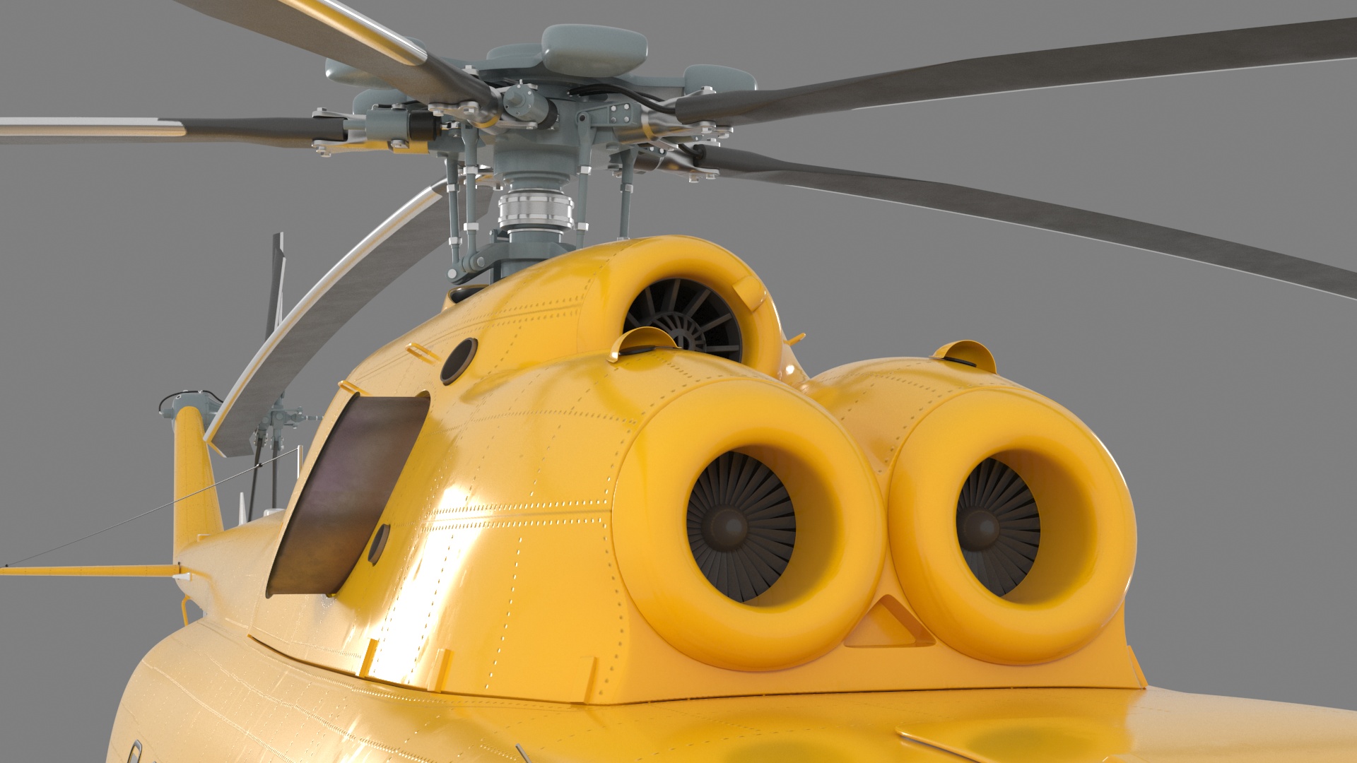 3D Offshore Cargo Helicopter Yellow Rigged for Cinema 4D model