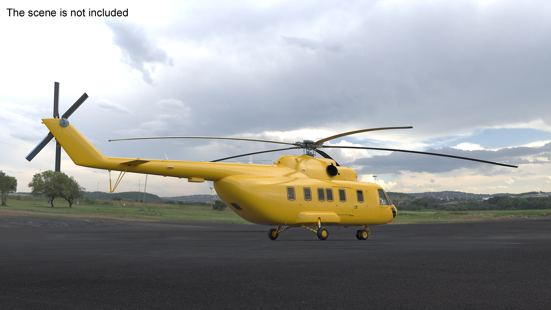 3D Offshore Cargo Helicopter Yellow Rigged for Cinema 4D model