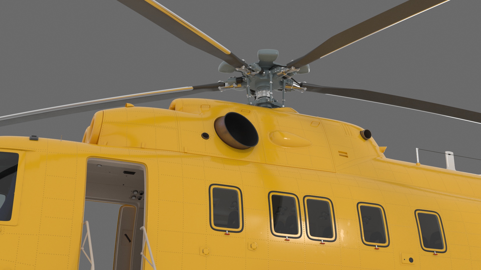 3D Offshore Cargo Helicopter Yellow Rigged for Cinema 4D model