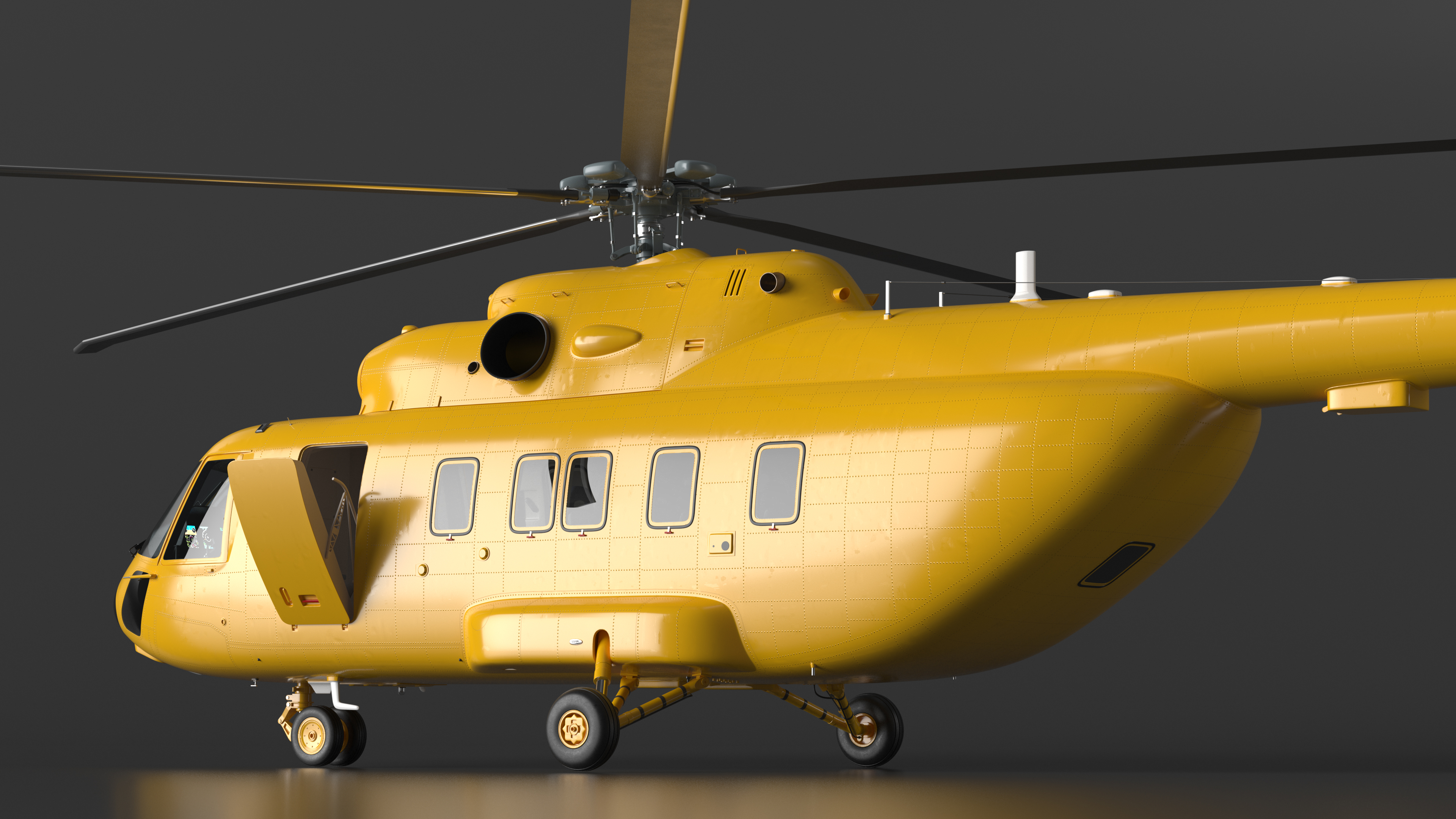 3D Offshore Cargo Helicopter Yellow Rigged for Cinema 4D model