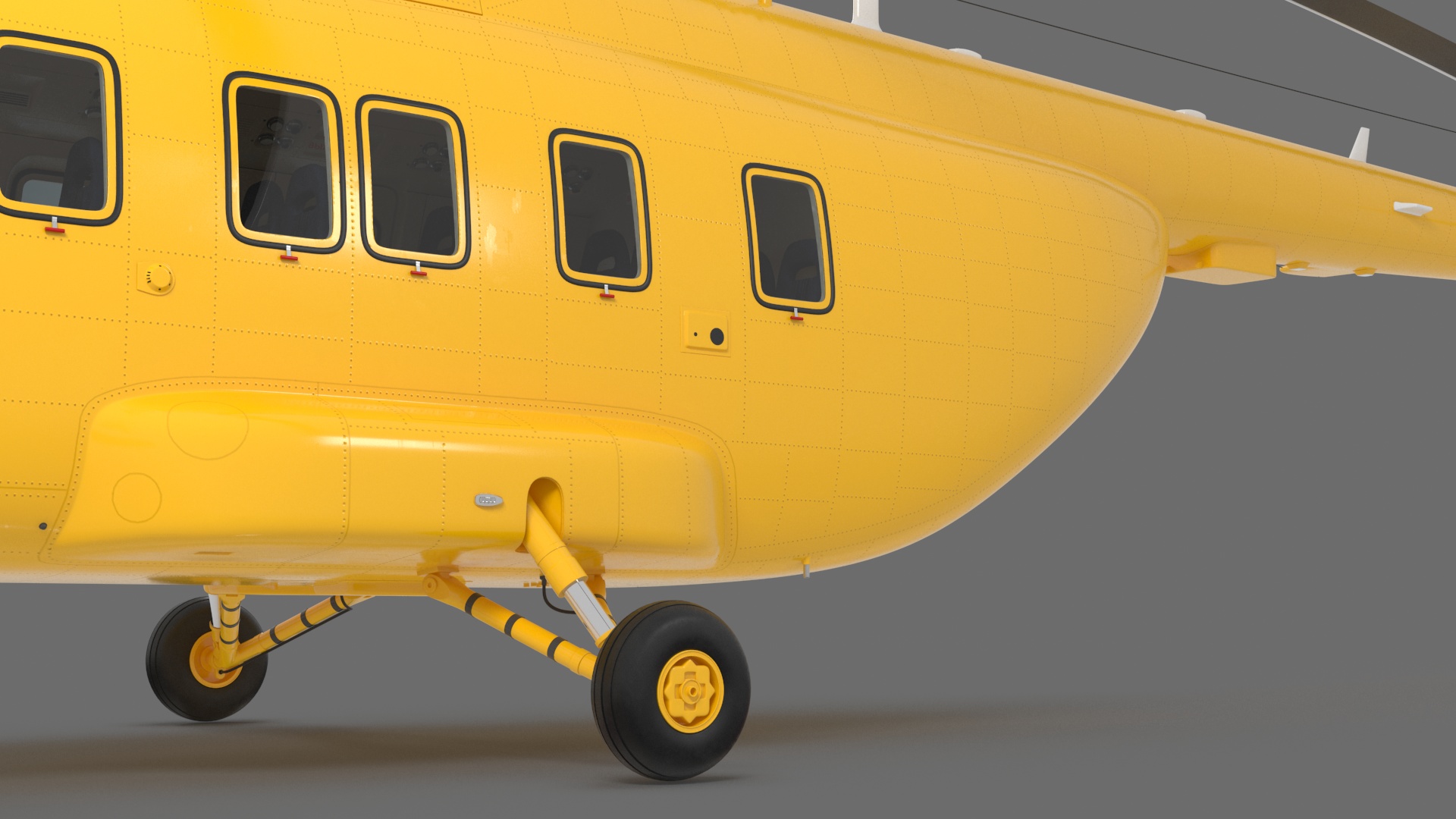 3D Offshore Cargo Helicopter Yellow Rigged for Cinema 4D model