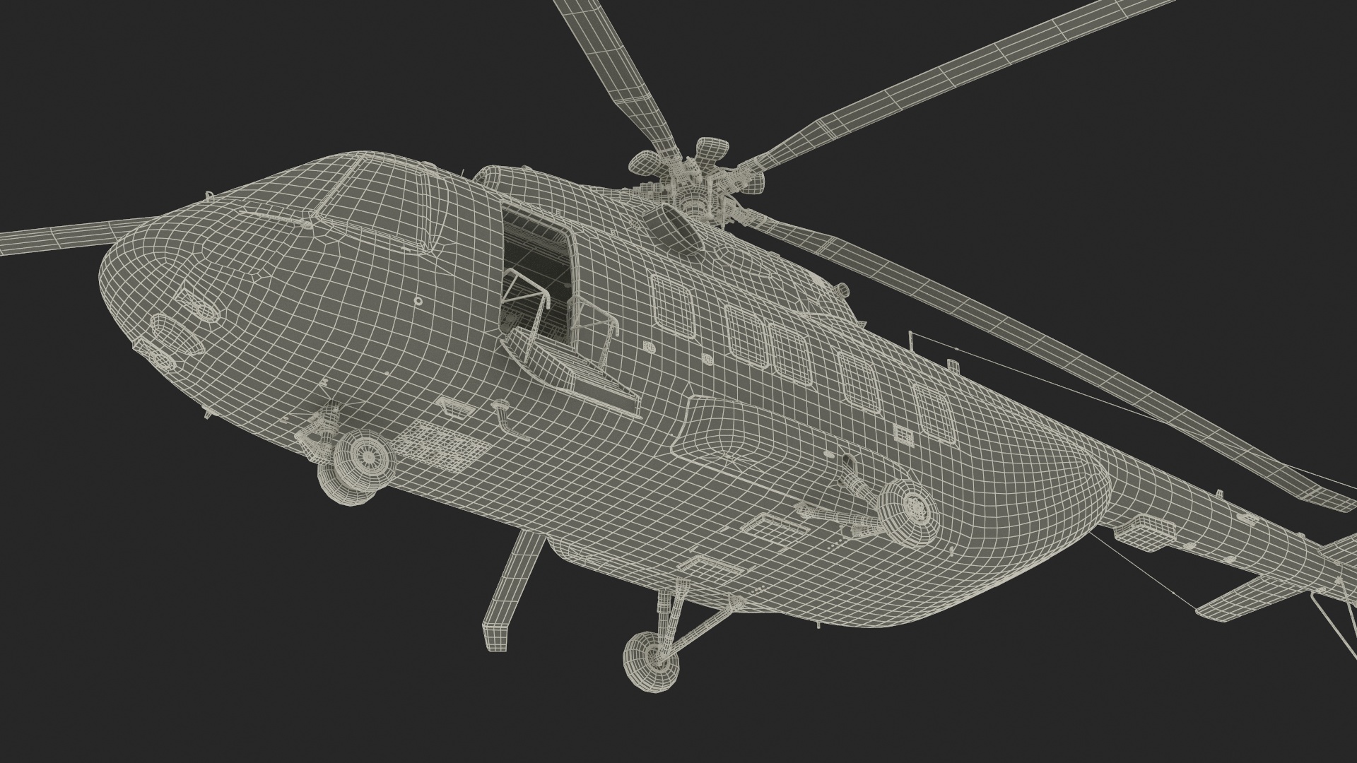 3D Offshore Cargo Helicopter Yellow Rigged for Cinema 4D model