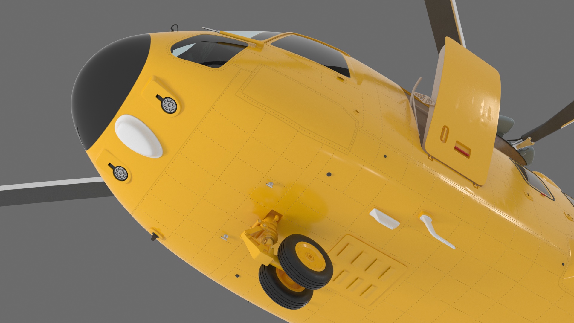 3D Offshore Cargo Helicopter Yellow Rigged for Cinema 4D model