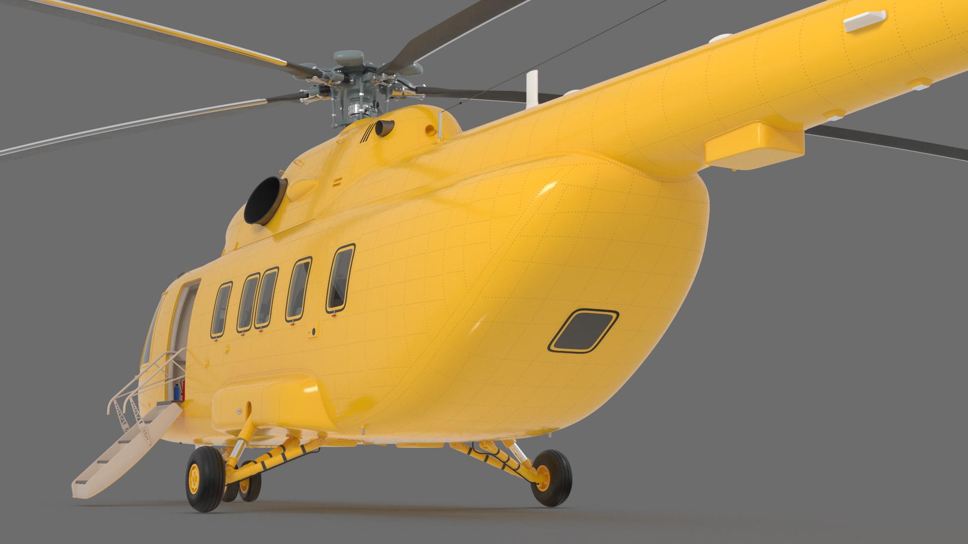 3D Offshore Cargo Helicopter Yellow Rigged for Cinema 4D model