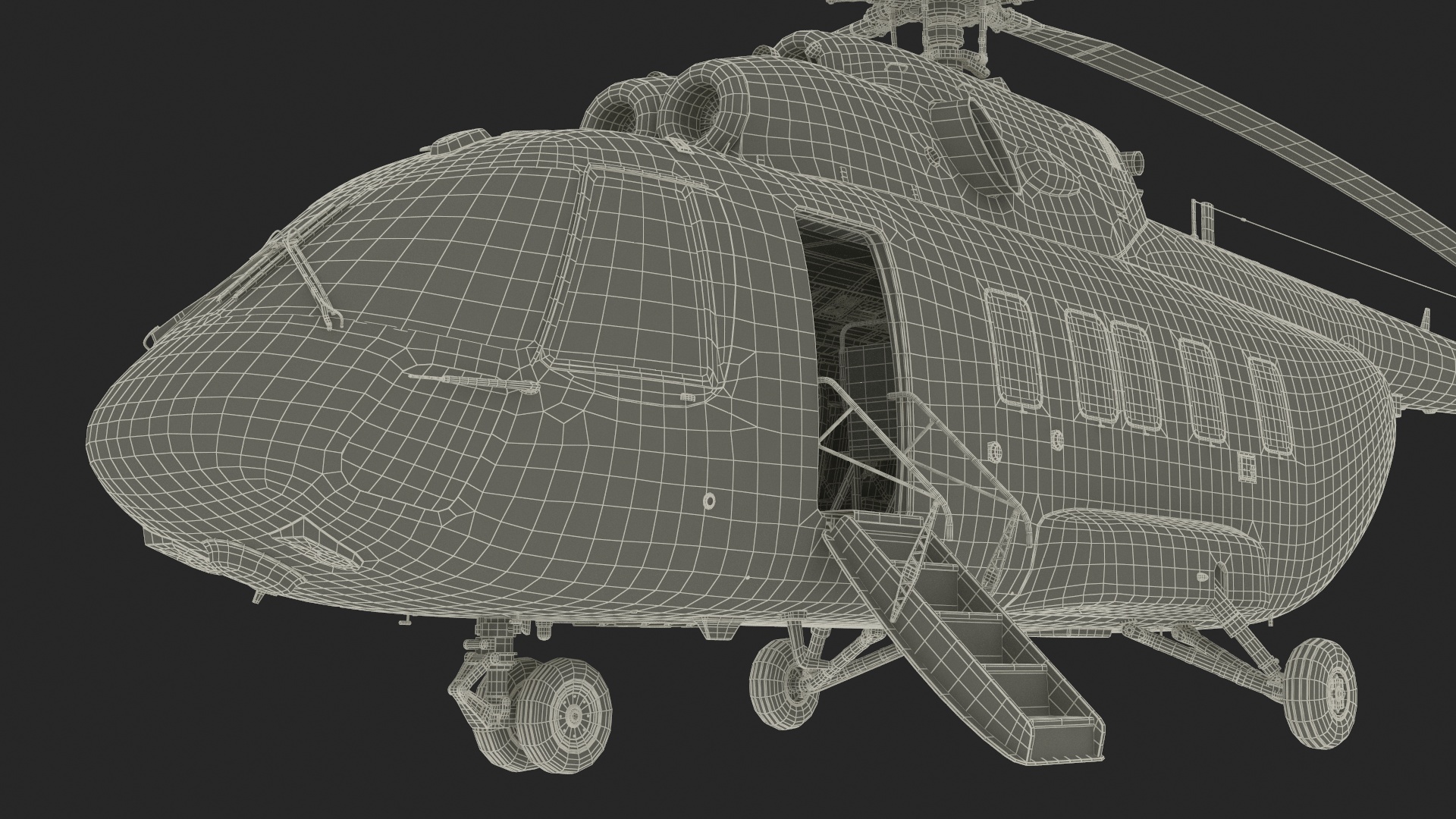 3D Offshore Cargo Helicopter Yellow Rigged for Cinema 4D model