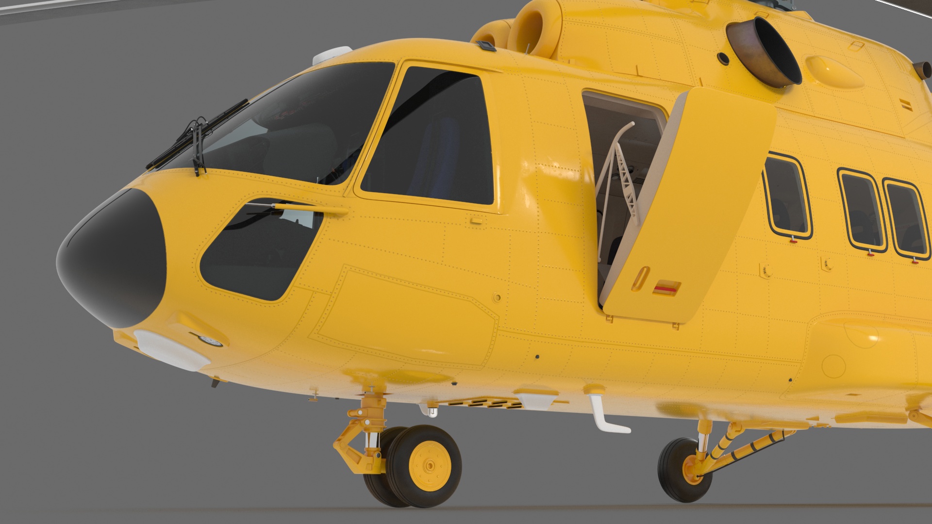 3D Offshore Cargo Helicopter Yellow Rigged for Cinema 4D model