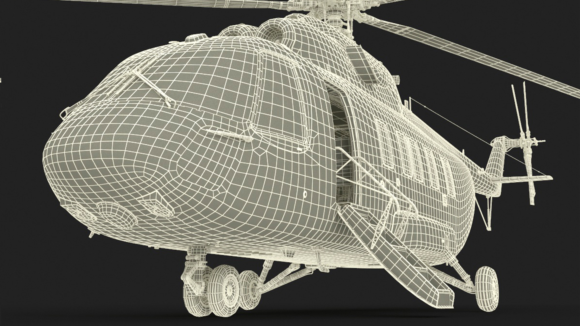 3D Offshore Cargo Helicopter Yellow Rigged for Cinema 4D model