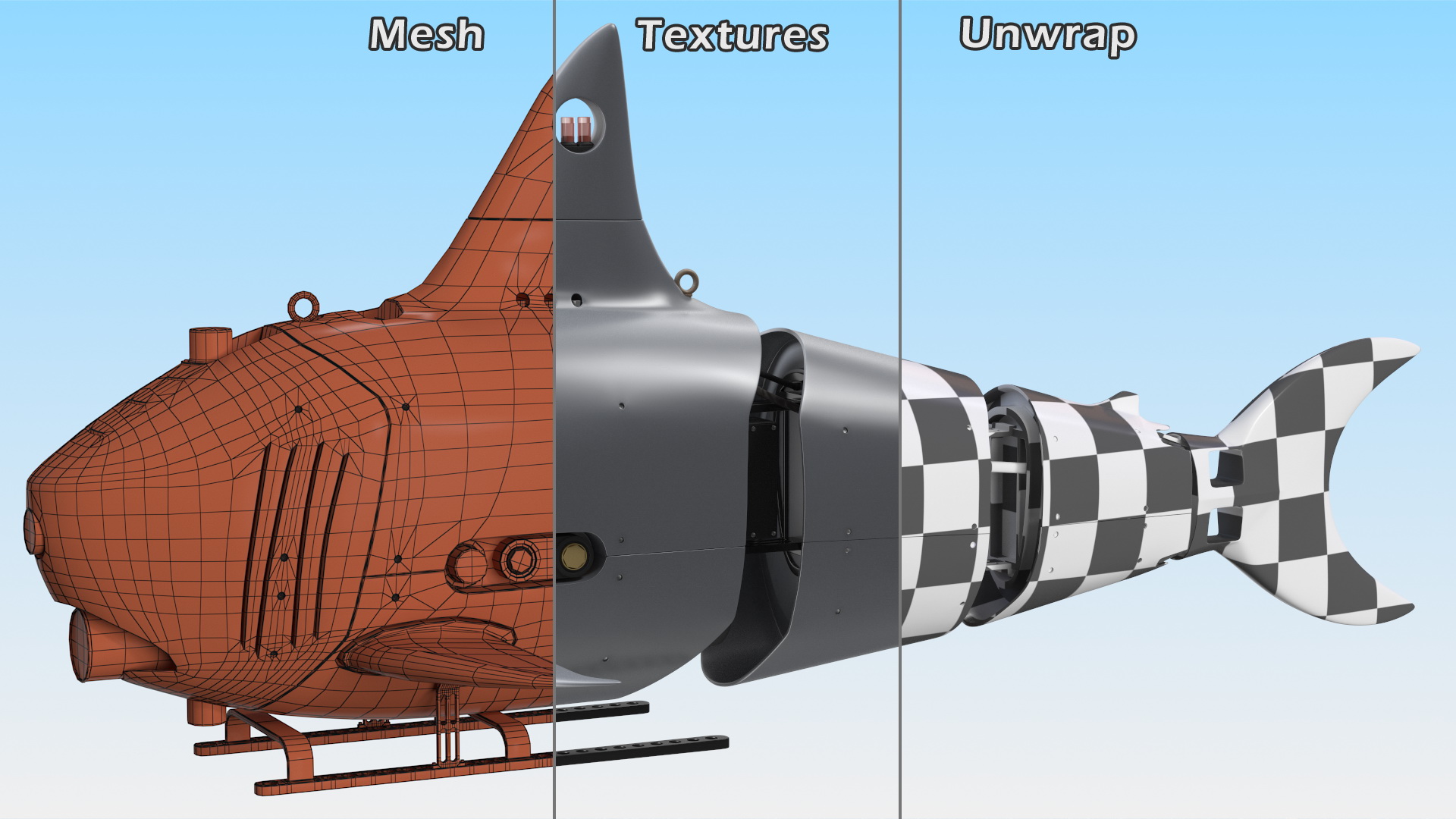 Shark Underwater Drone Rigged 3D model