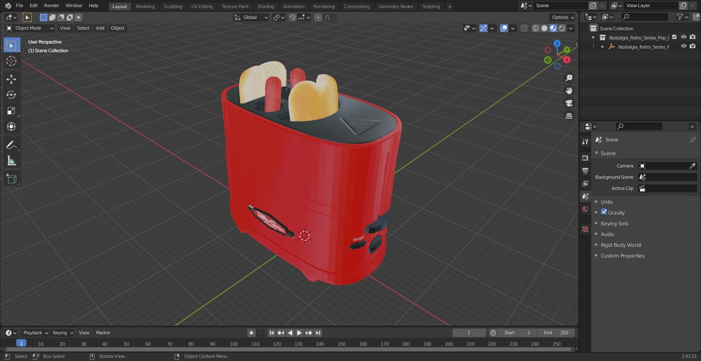 Nostalgia Retro Series Pop-Up Toaster Carrying Hot Dog 3D model