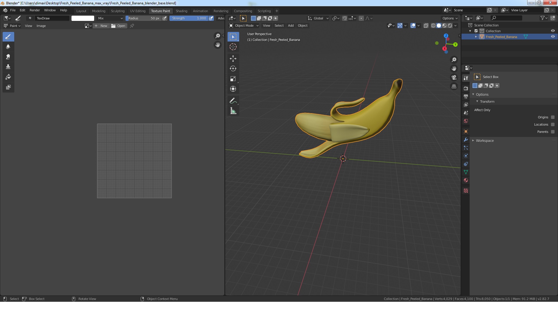 Fresh Peeled Banana 3D model