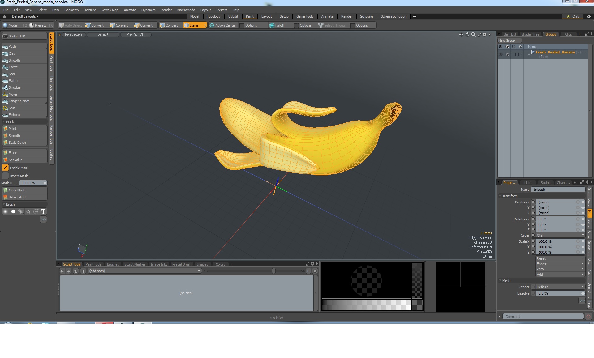 Fresh Peeled Banana 3D model