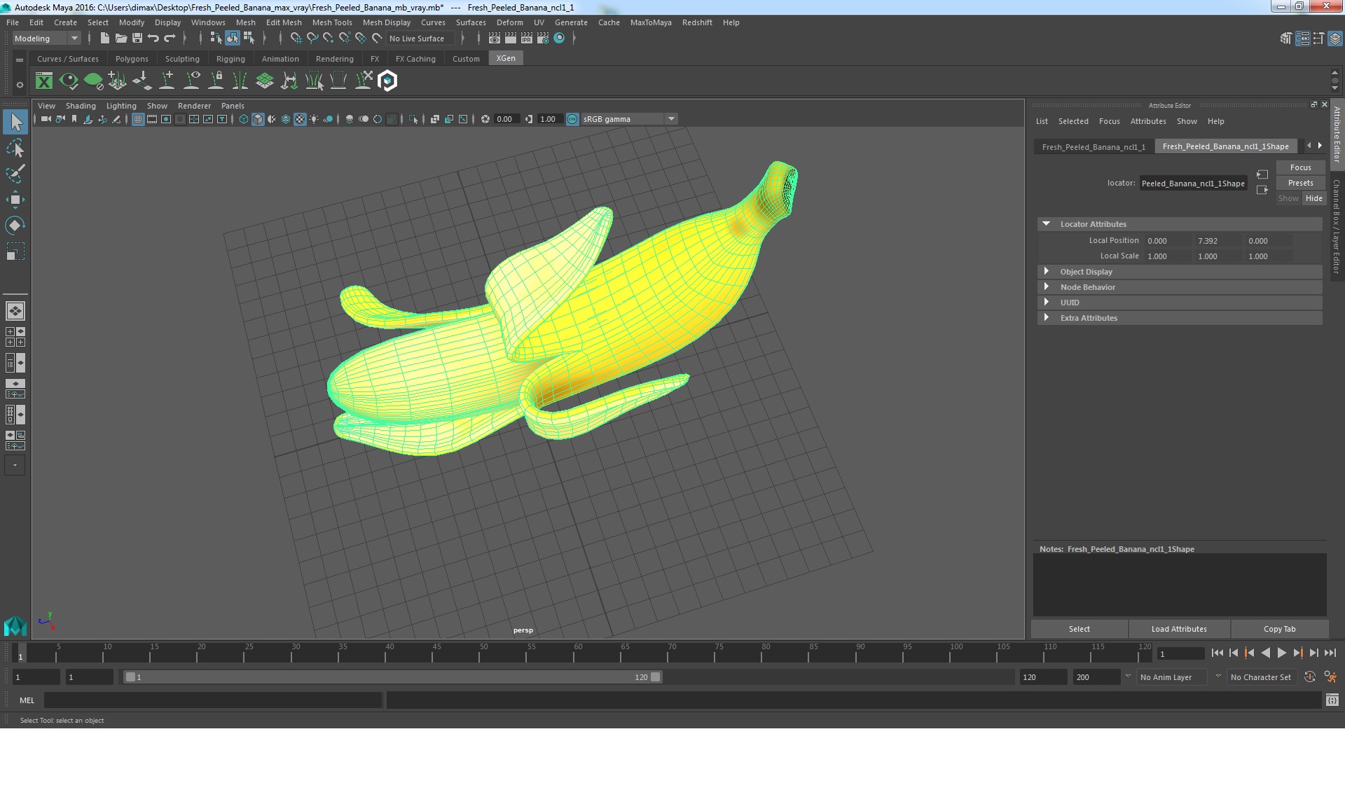 Fresh Peeled Banana 3D model