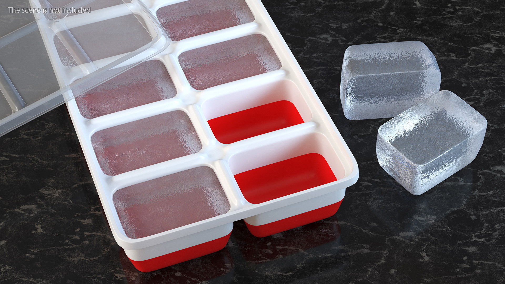 3D Full Ice Tray with Cover Red model