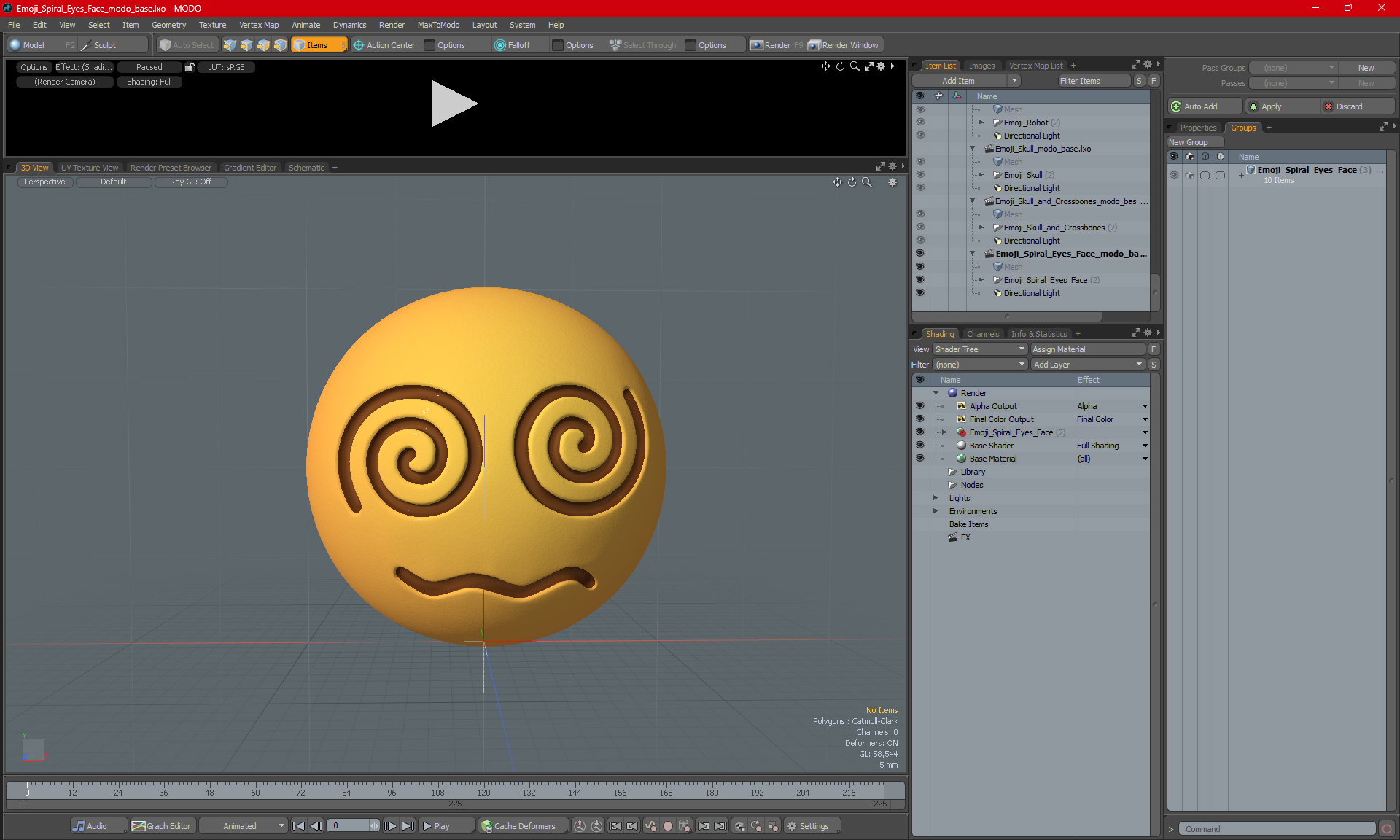 Emoji Spiral Eyes Face 3D