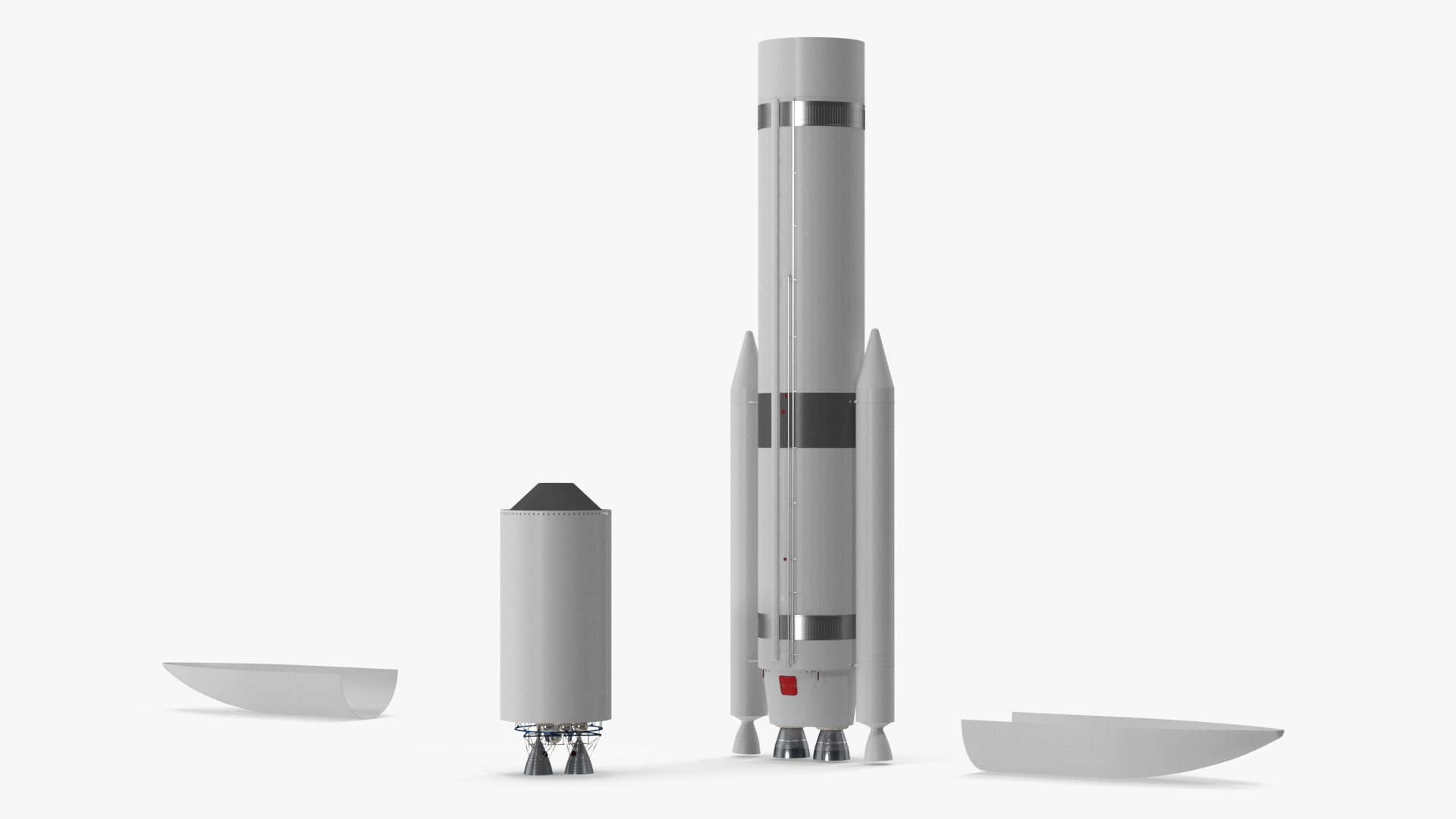 Heavy Lift Launch Vehicle with Two Solid Boosters 3D model