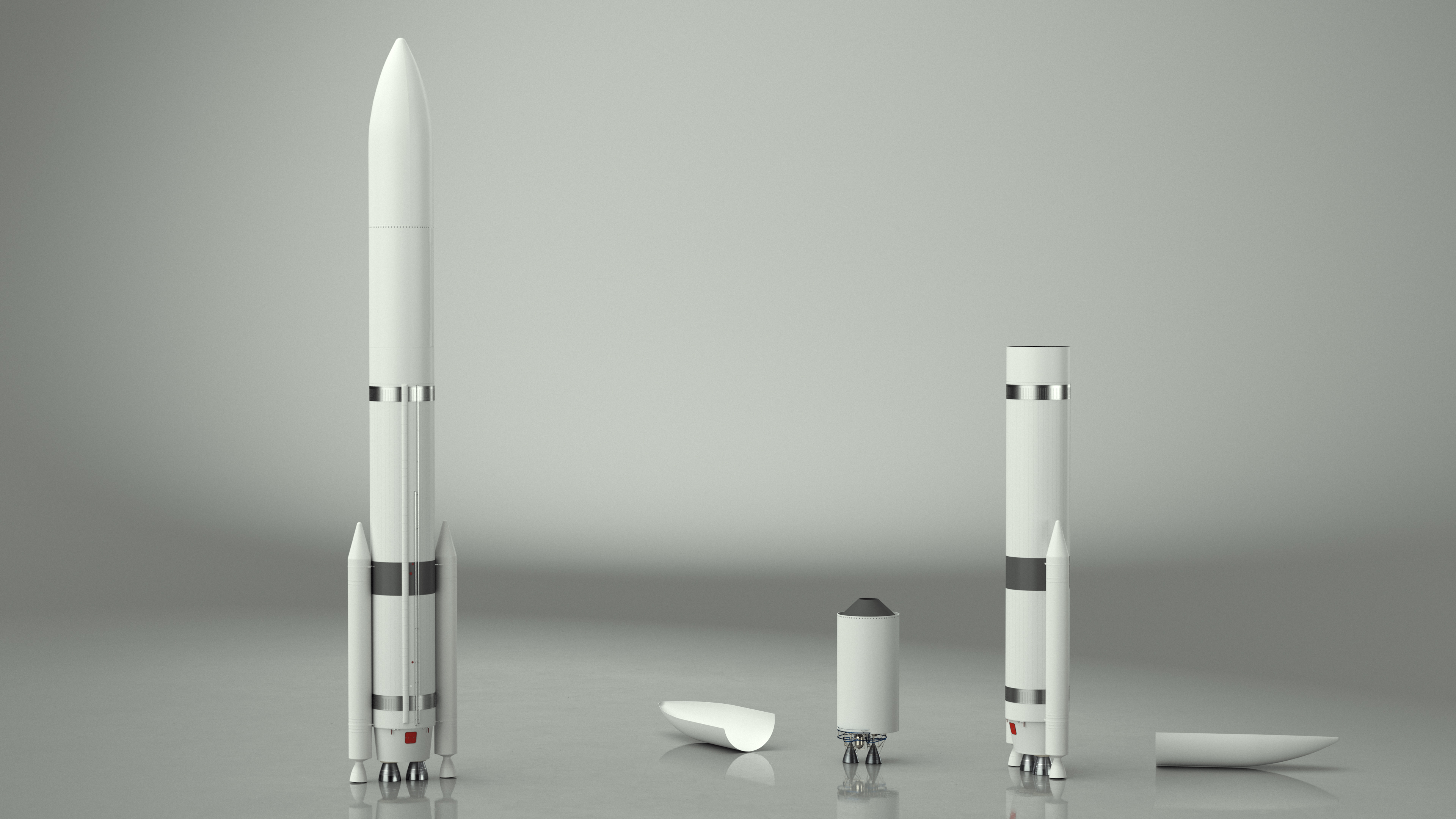 Heavy Lift Launch Vehicle with Two Solid Boosters 3D model