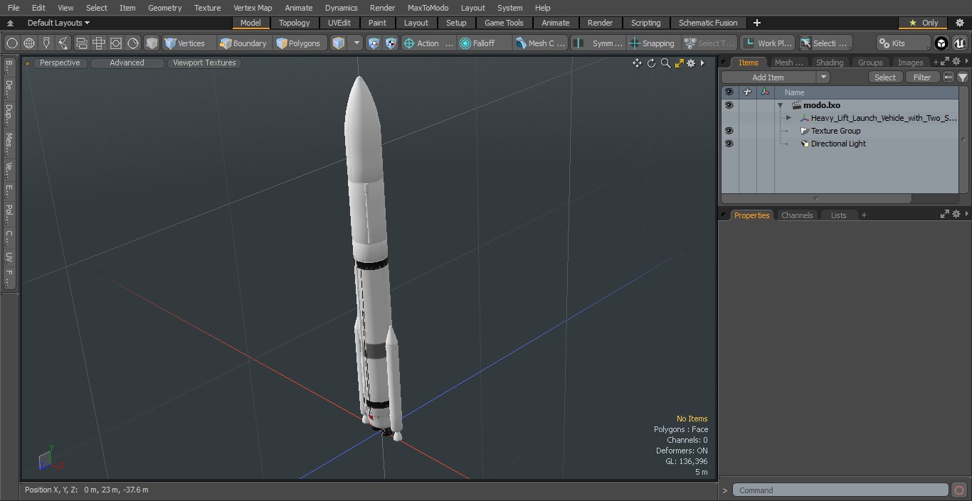 Heavy Lift Launch Vehicle with Two Solid Boosters 3D model