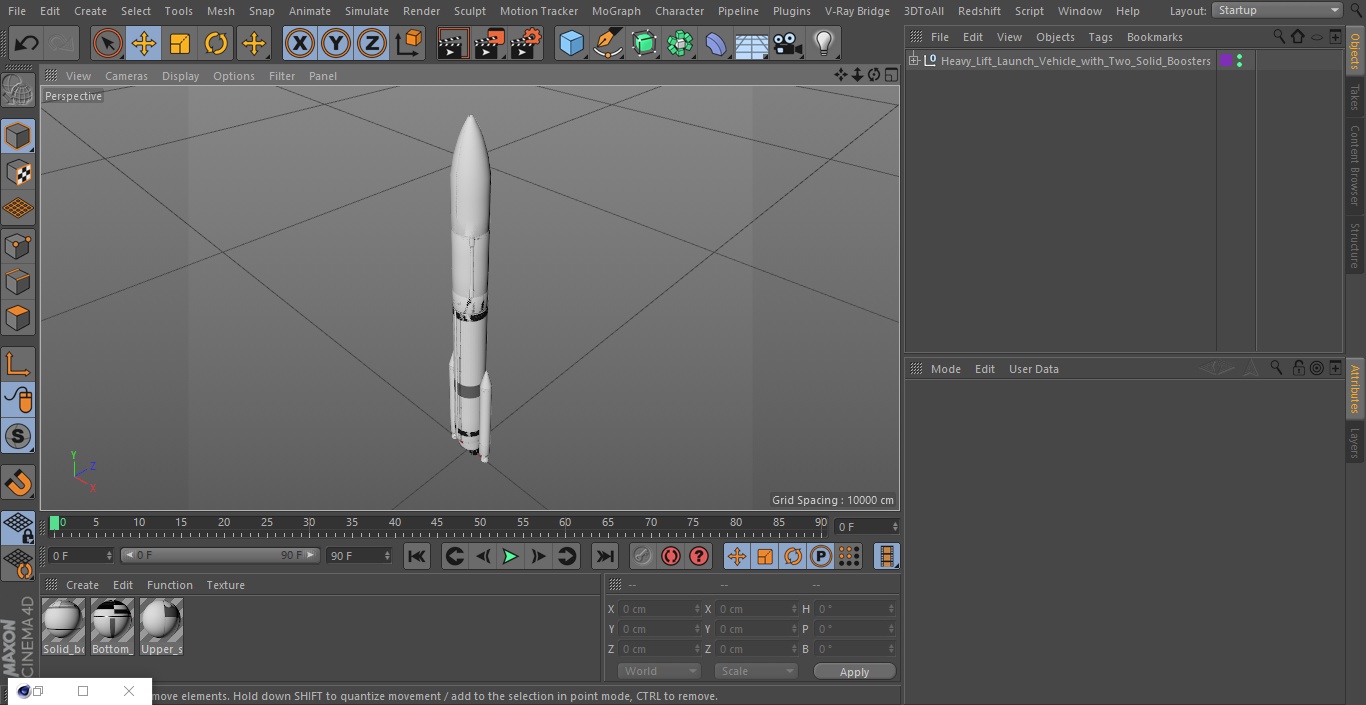 Heavy Lift Launch Vehicle with Two Solid Boosters 3D model