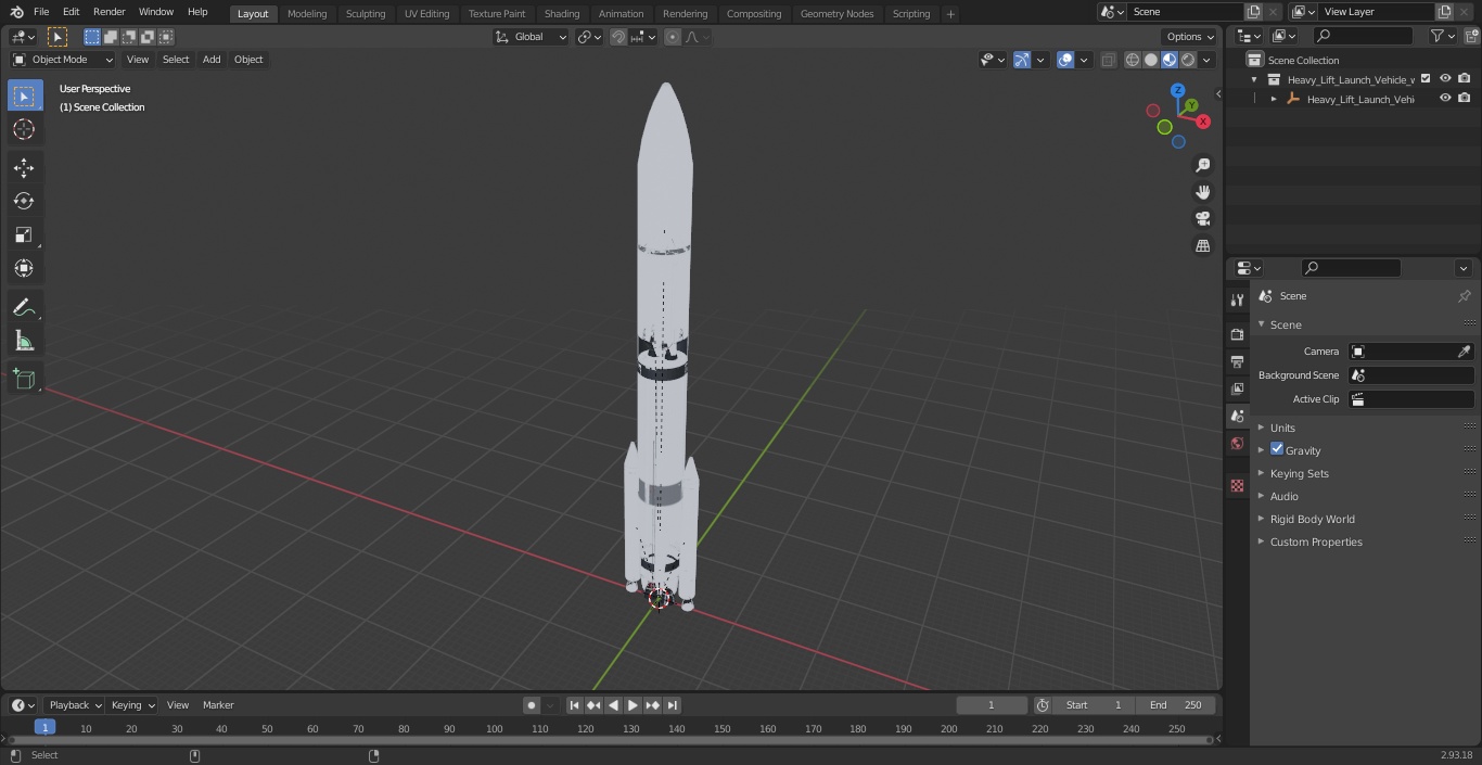 Heavy Lift Launch Vehicle with Two Solid Boosters 3D model